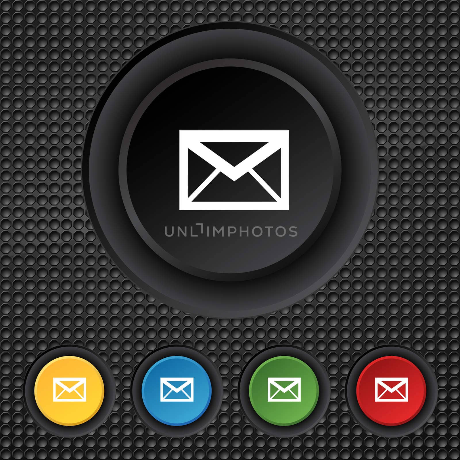 Mail icon. Envelope symbol. Message sign. navigation button Set colour buttons  by serhii_lohvyniuk