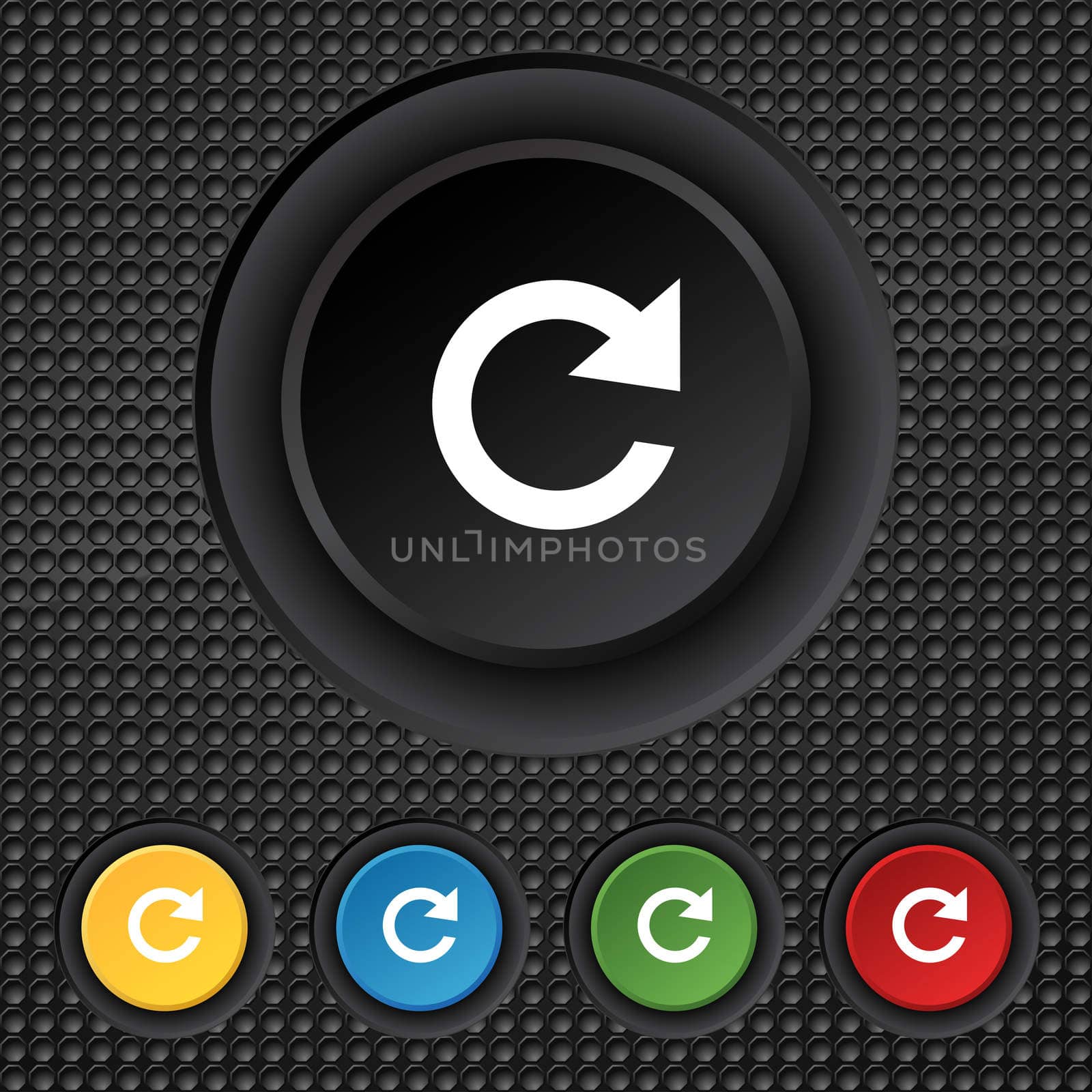 update sign icon. Full rotation arrow symbol. Set colourful buttons.  by serhii_lohvyniuk