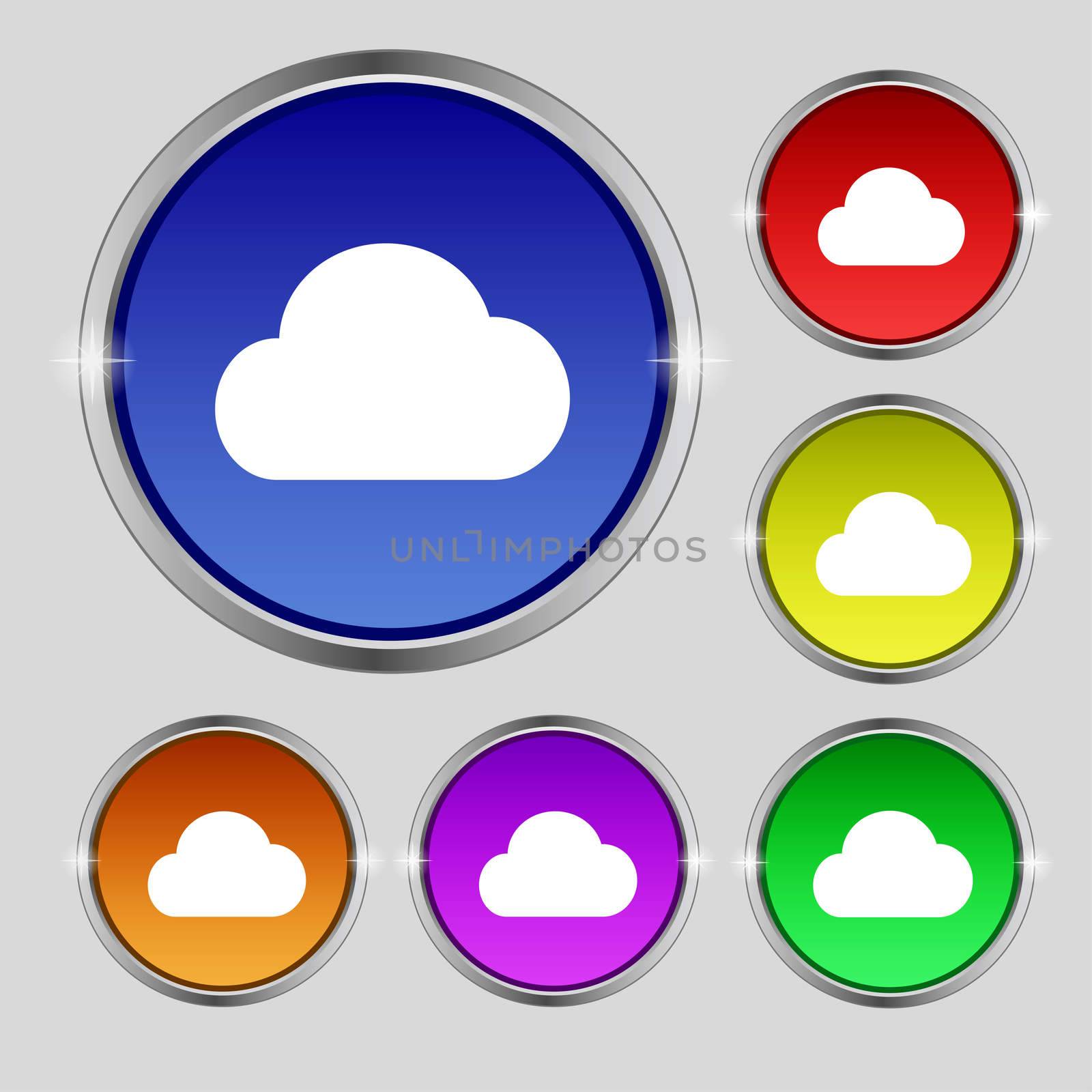 cloud icon sign. Round symbol on bright colourful buttons. illustration