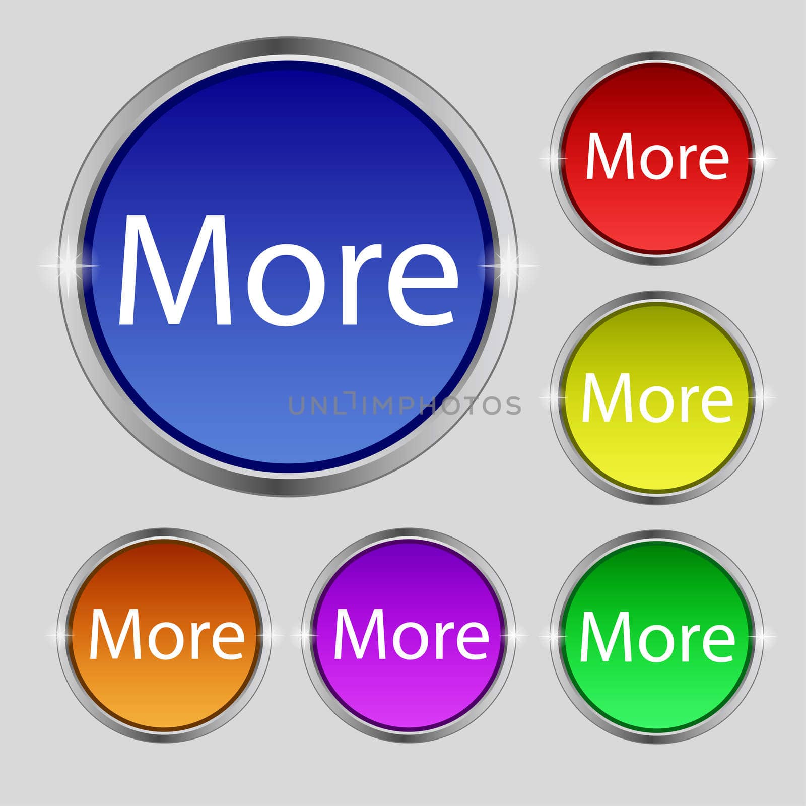 More sign icon. Details symbol. Website navigation. Set of colored buttons. illustration