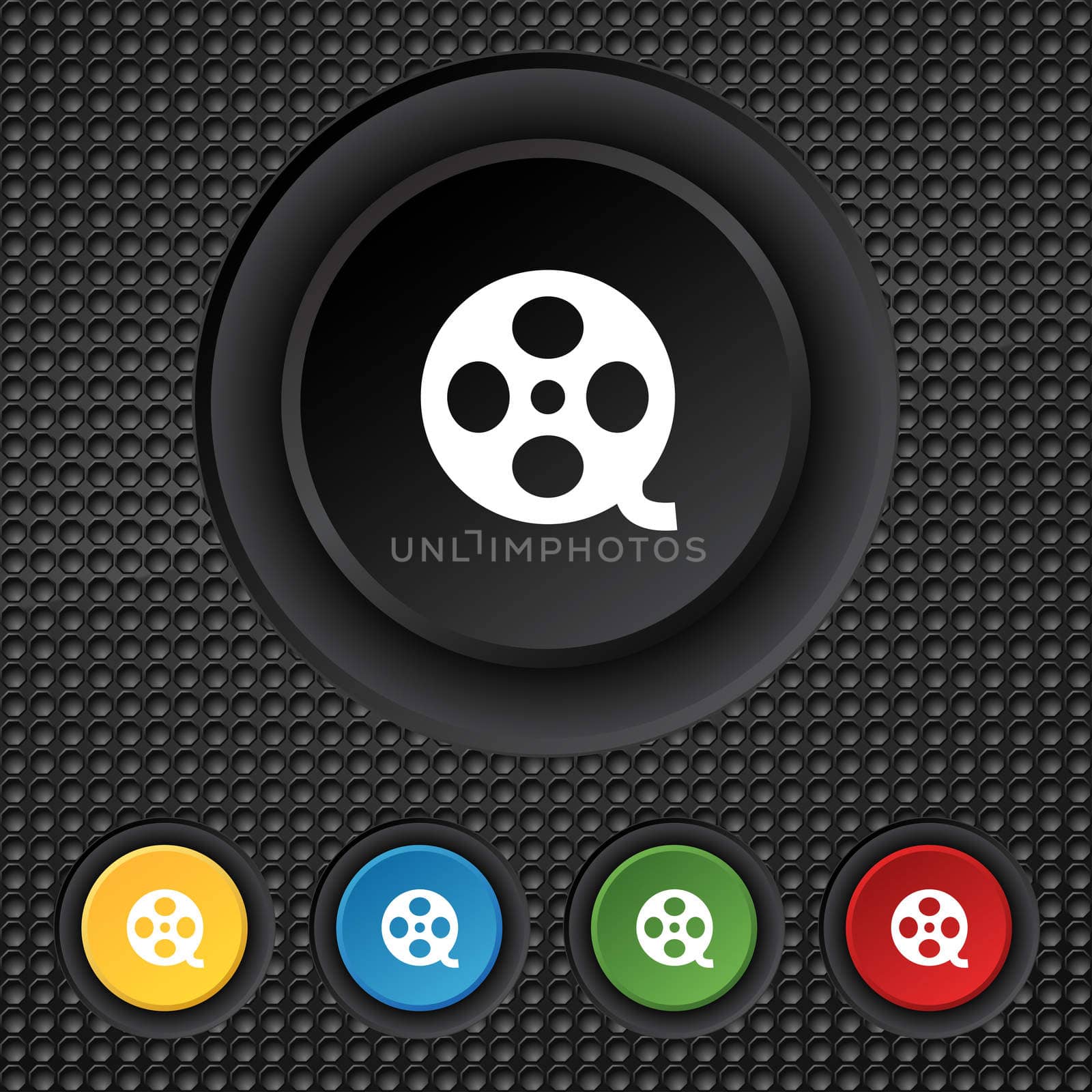 Video sign icon. Video frame symbol. Set colourful buttons. illustration
