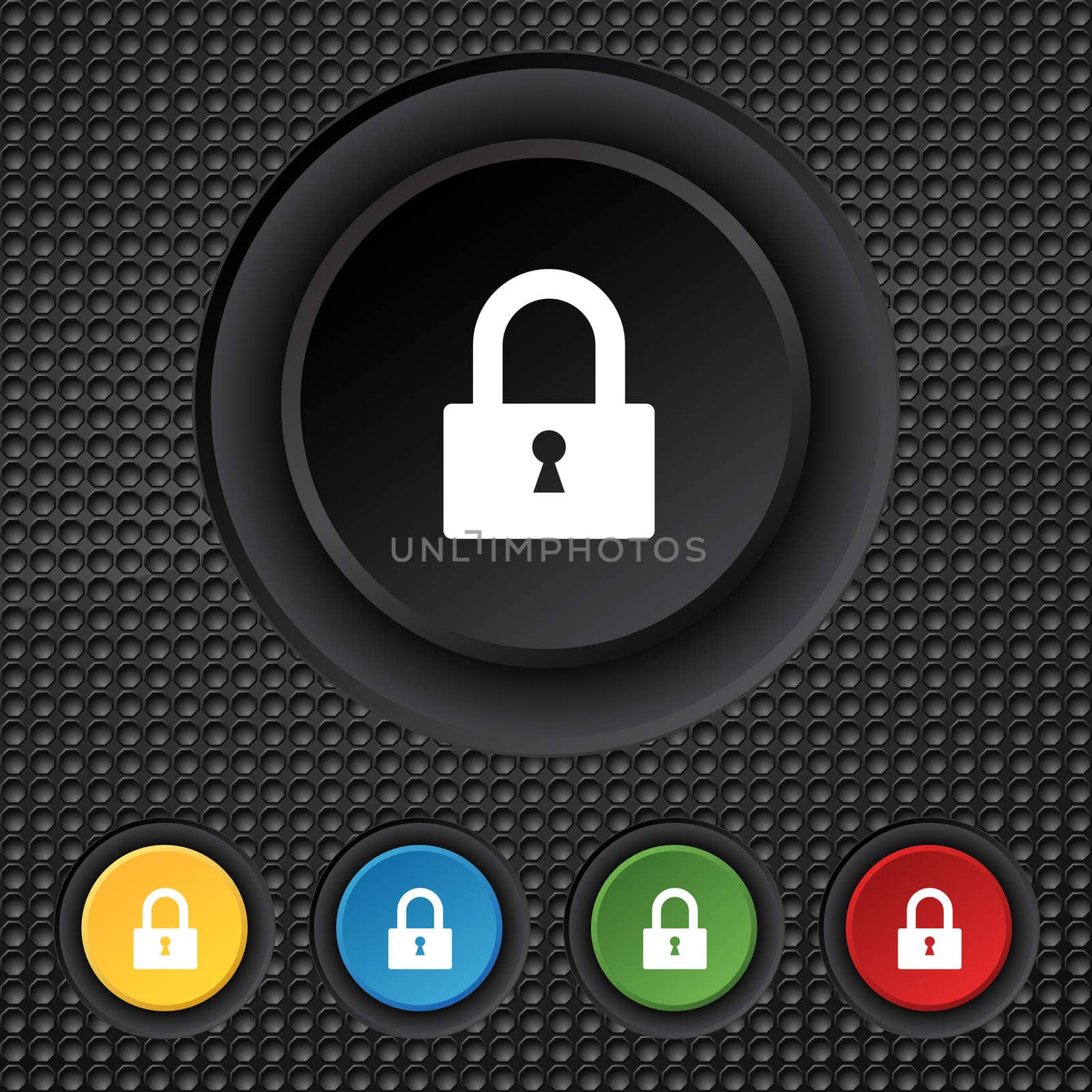 Lock sign icon. Locker symbol. Set colourful buttons.  by serhii_lohvyniuk