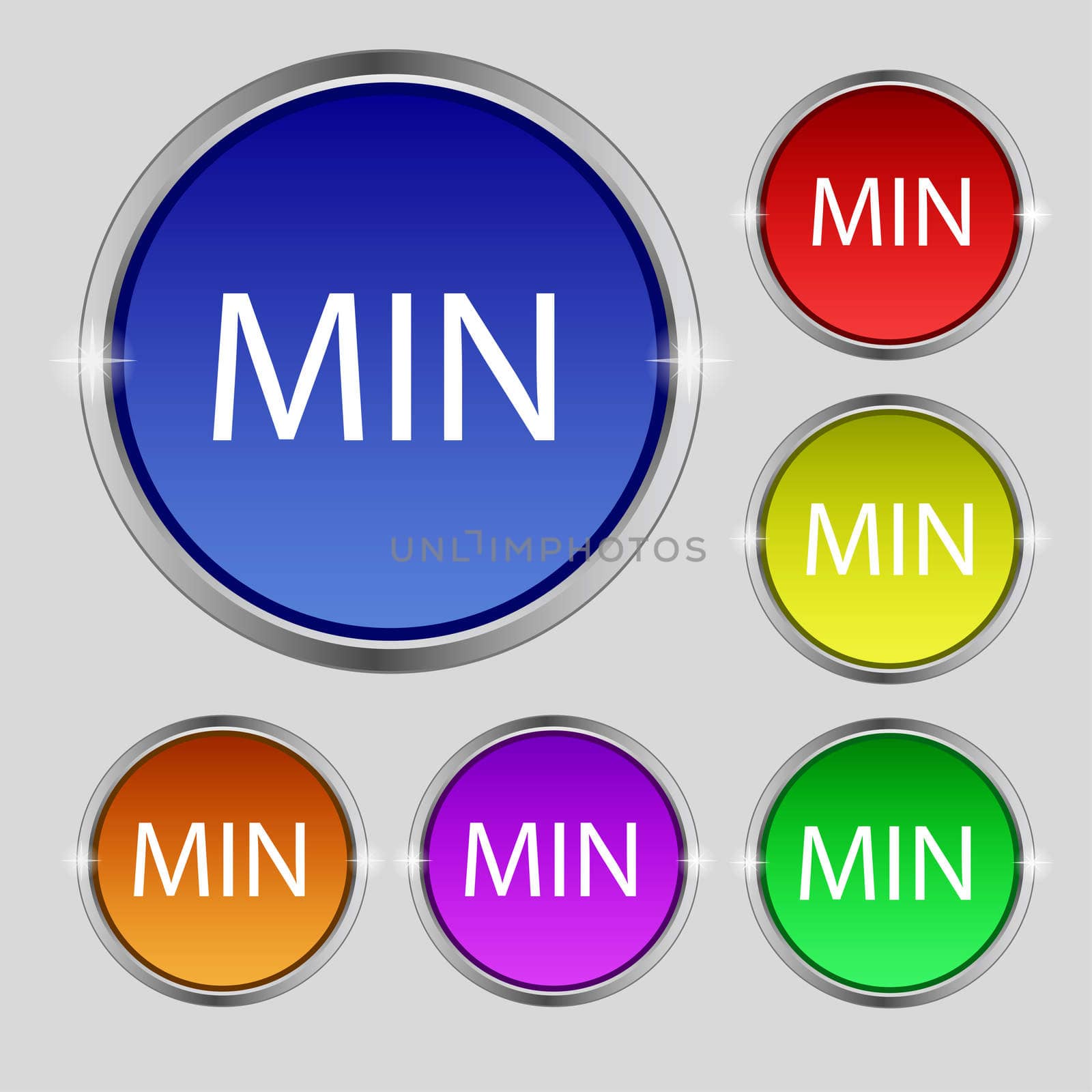 minimum sign icon. Set of colored buttons.  by serhii_lohvyniuk