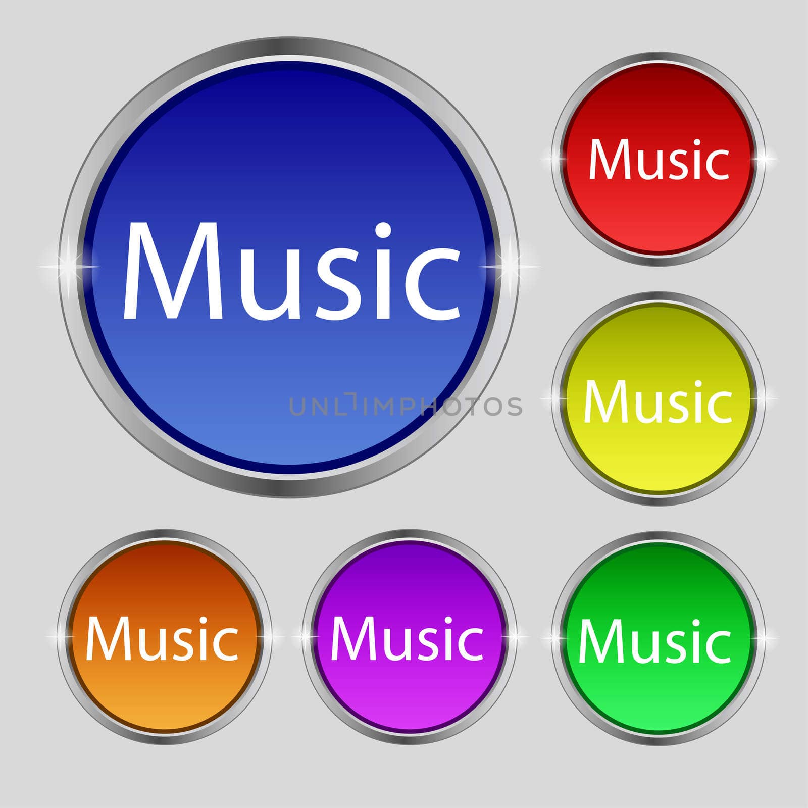 music sign icon. Karaoke symbol. Set of colored buttons.  by serhii_lohvyniuk