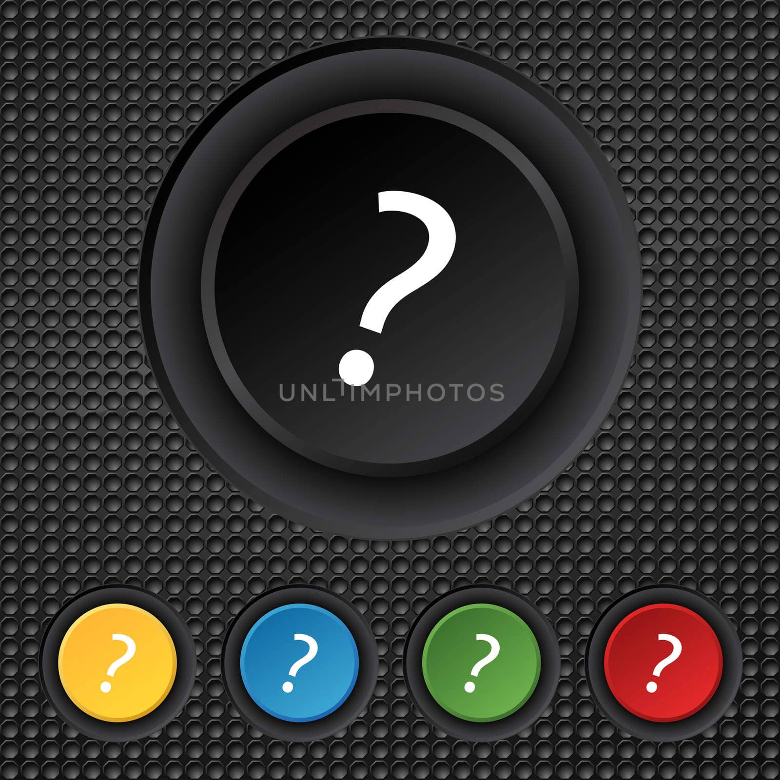 Question mark sign icon. Help symbol. FAQ sign. Set colourful buttons illustration