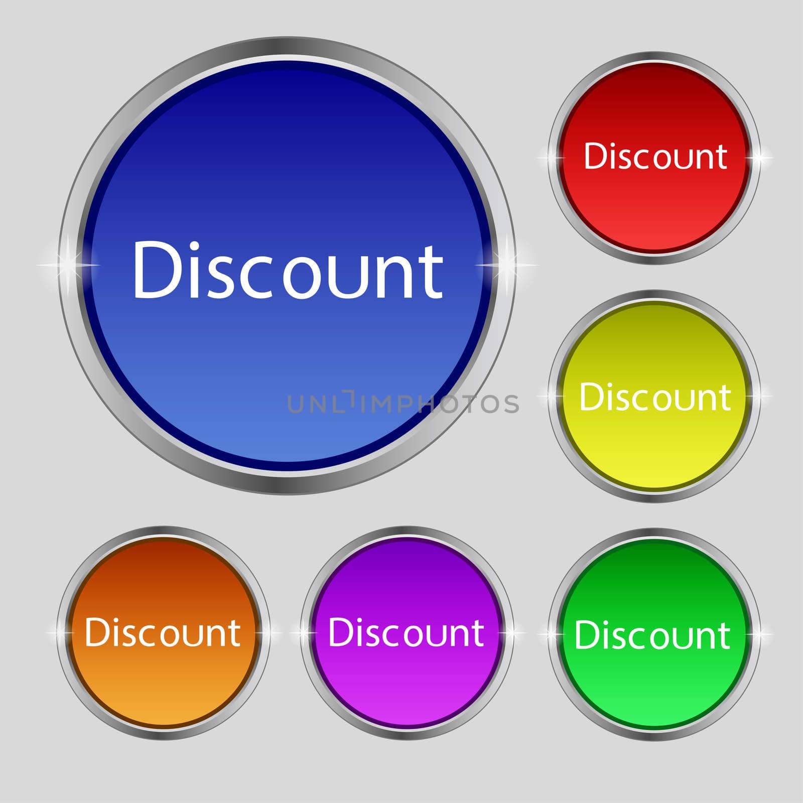 discount sign icon. Sale symbol. Special offer label. Set of colored buttons illustration