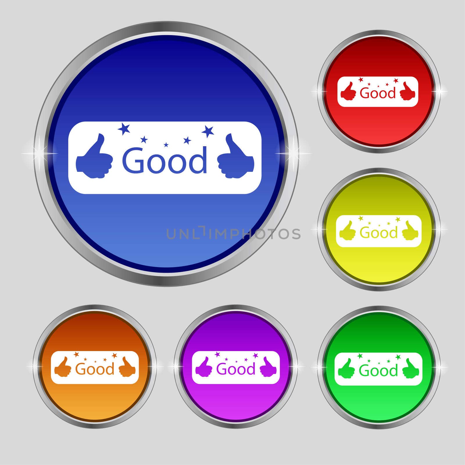 Good sign icon. Set of colored buttons. illustration