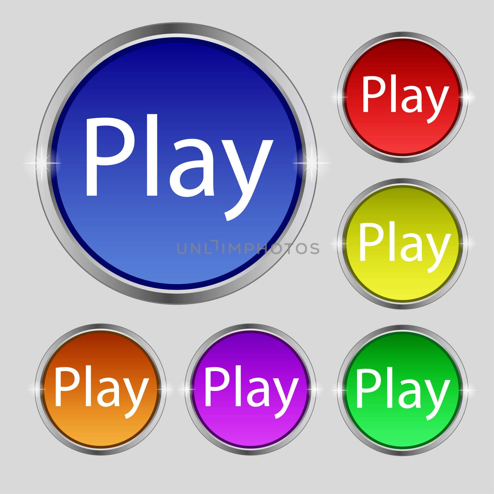 Play sign icon. symbol. Set of colored buttons.  by serhii_lohvyniuk