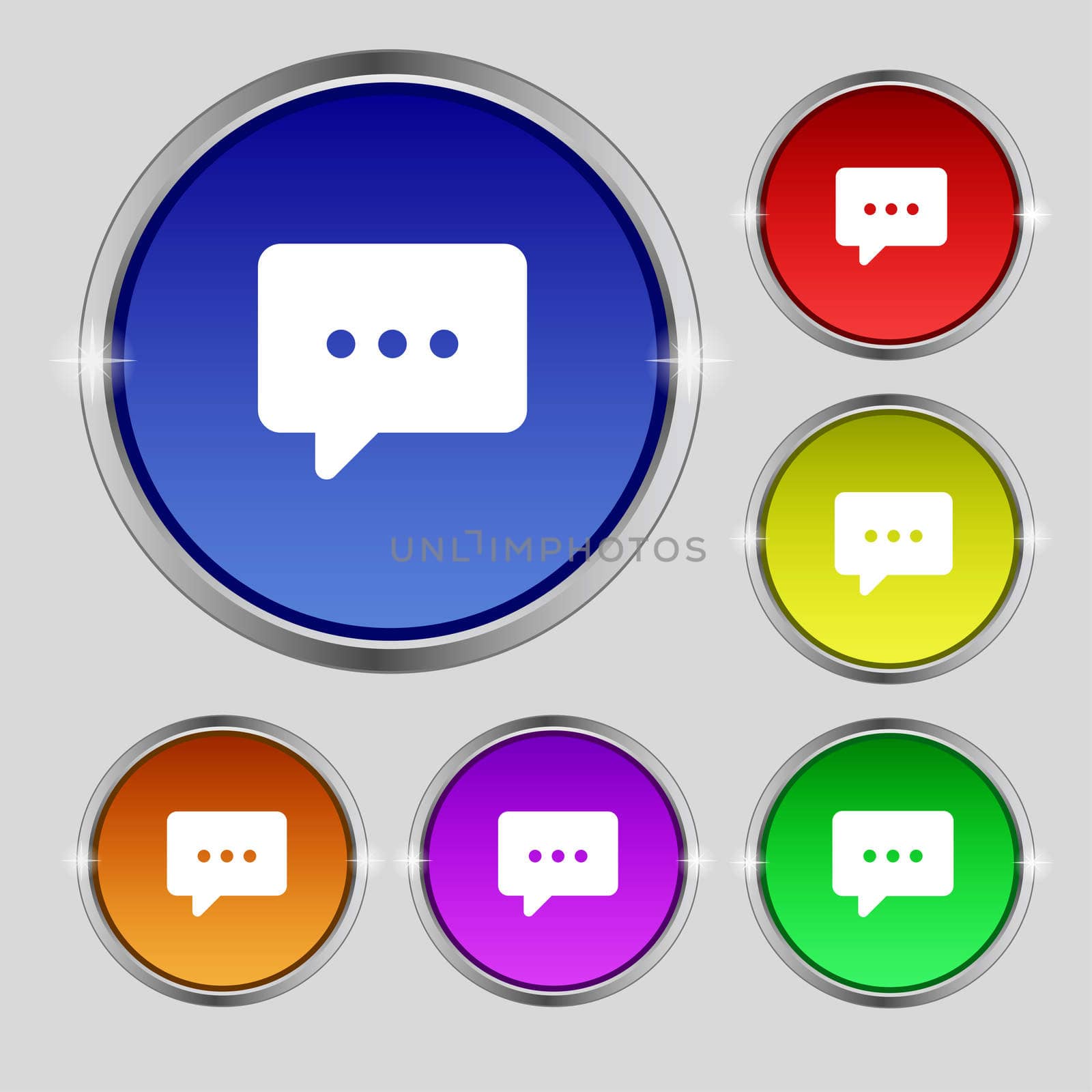 Cloud of thoughts icon sign. Round symbol on bright colourful buttons.  by serhii_lohvyniuk