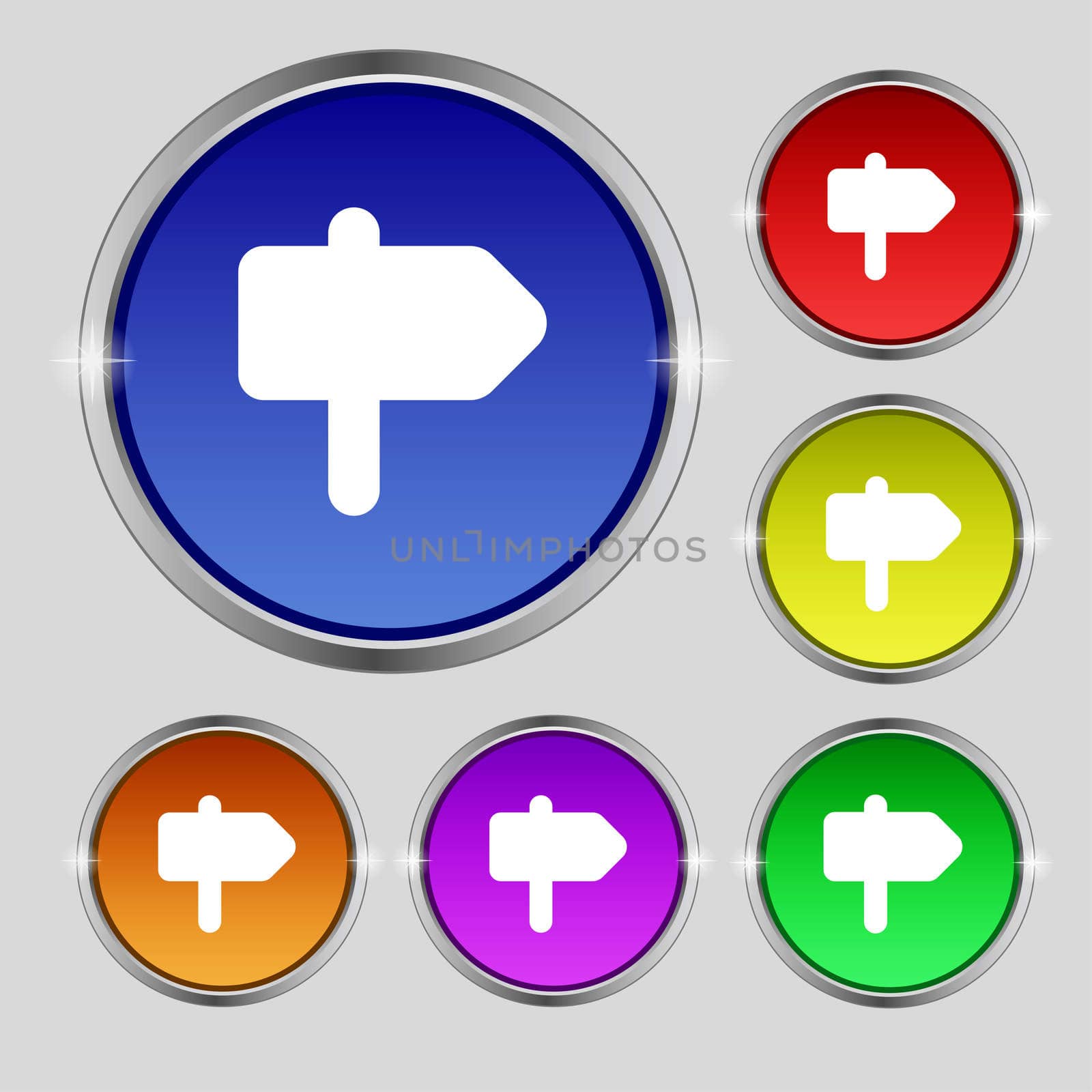 Information Road icon sign. Round symbol on bright colourful buttons. illustration