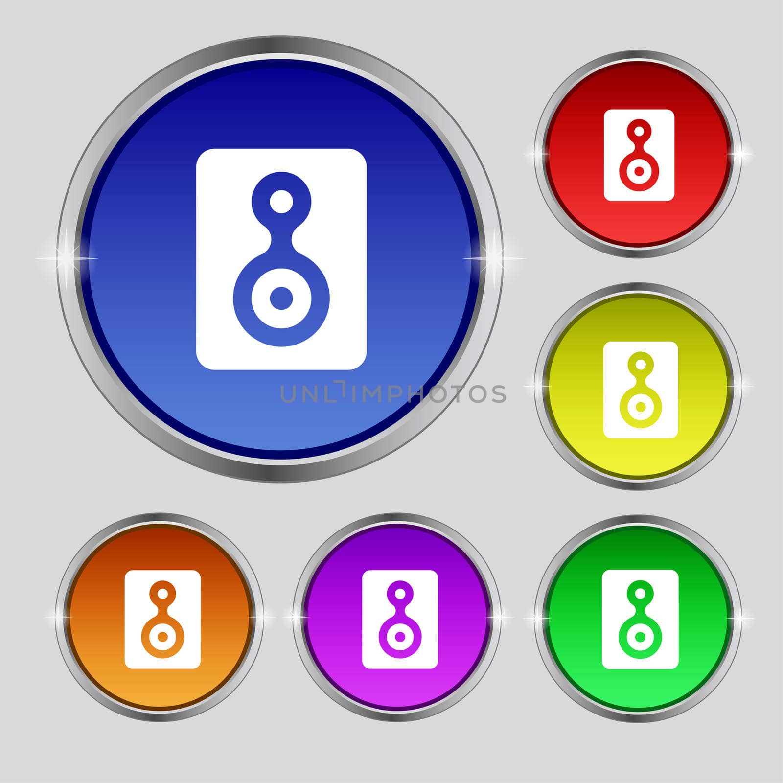 Video Tape icon sign. Round symbol on bright colourful buttons. illustration