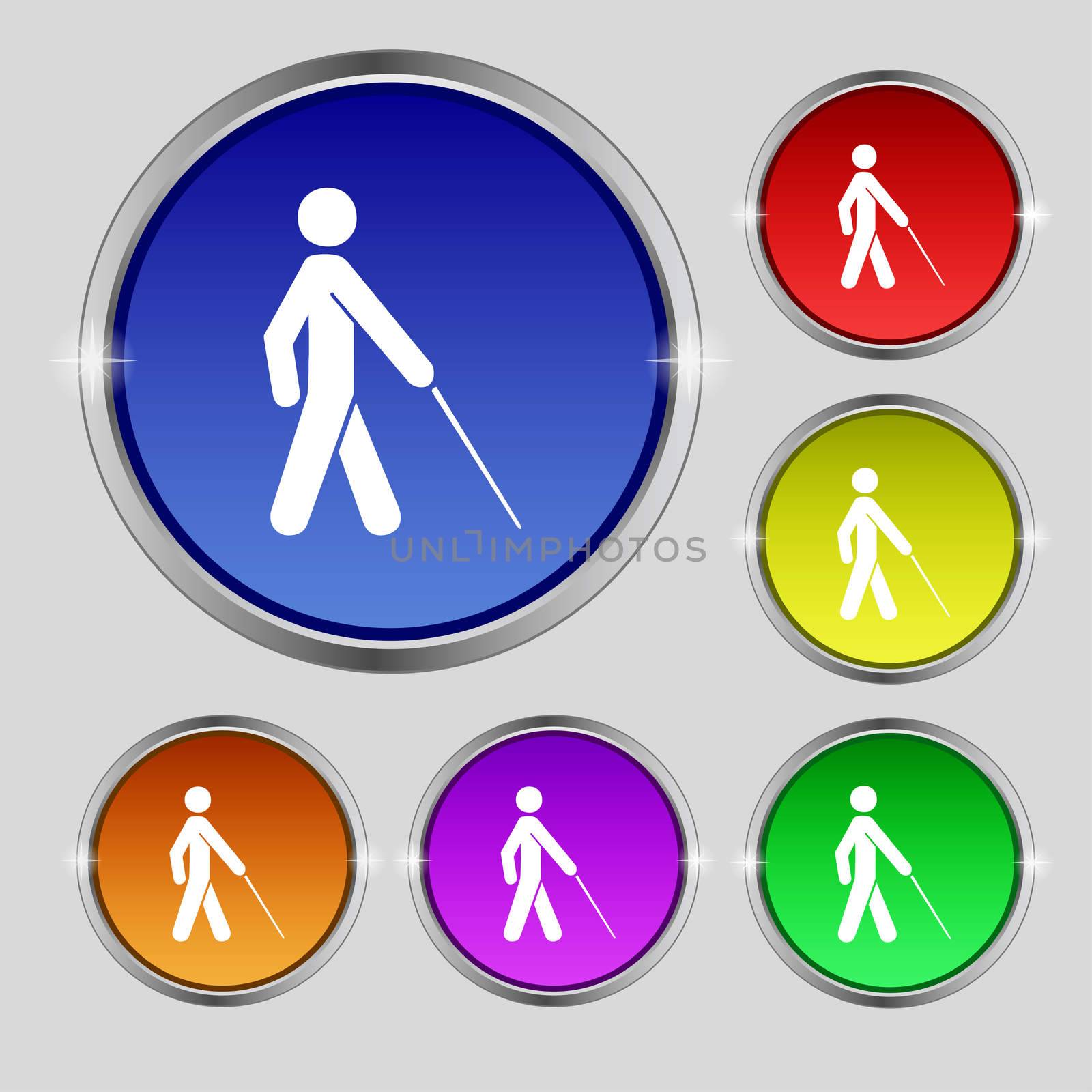 blind icon sign. Round symbol on bright colourful buttons. illustration