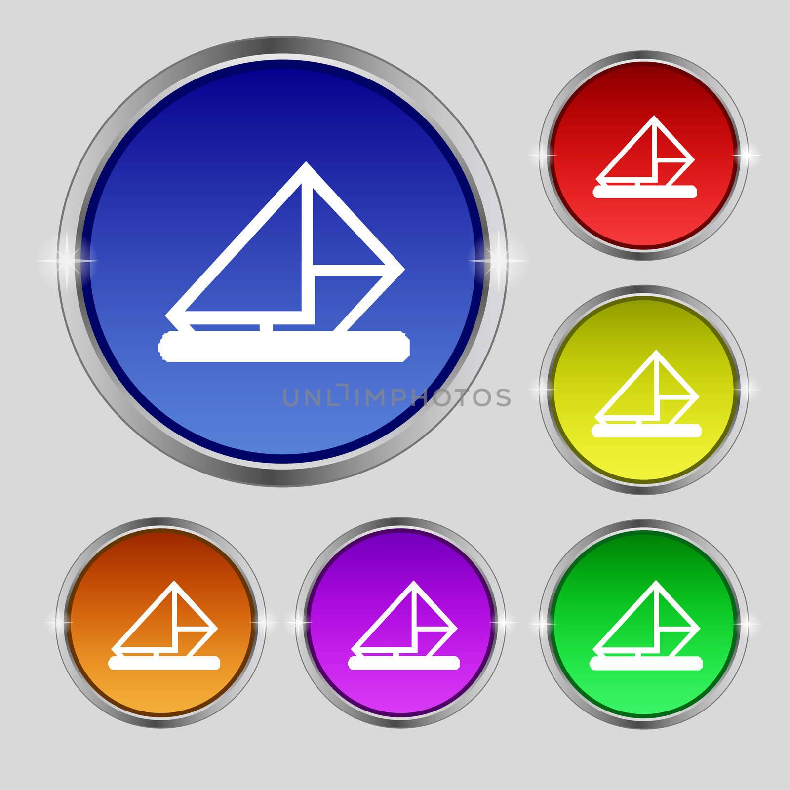 letter, envelope, mail icon sign. Round symbol on bright colourful buttons. illustration