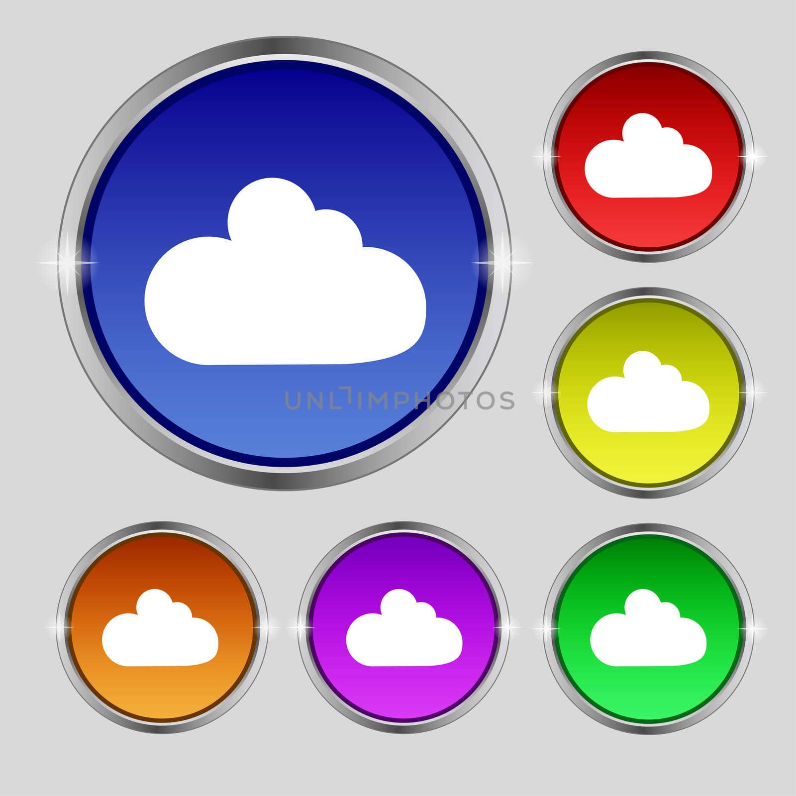 Cloud sign icon. Data storage symbol. Set colourful buttons.  by serhii_lohvyniuk