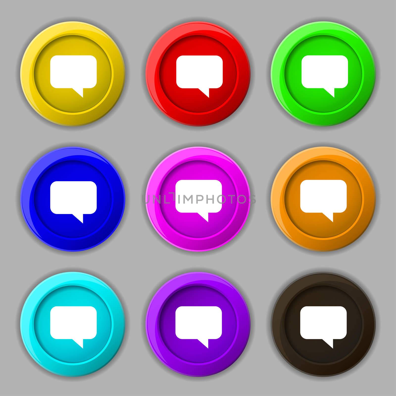speech bubble, Chat think icon sign. symbol on nine round colourful buttons.  by serhii_lohvyniuk