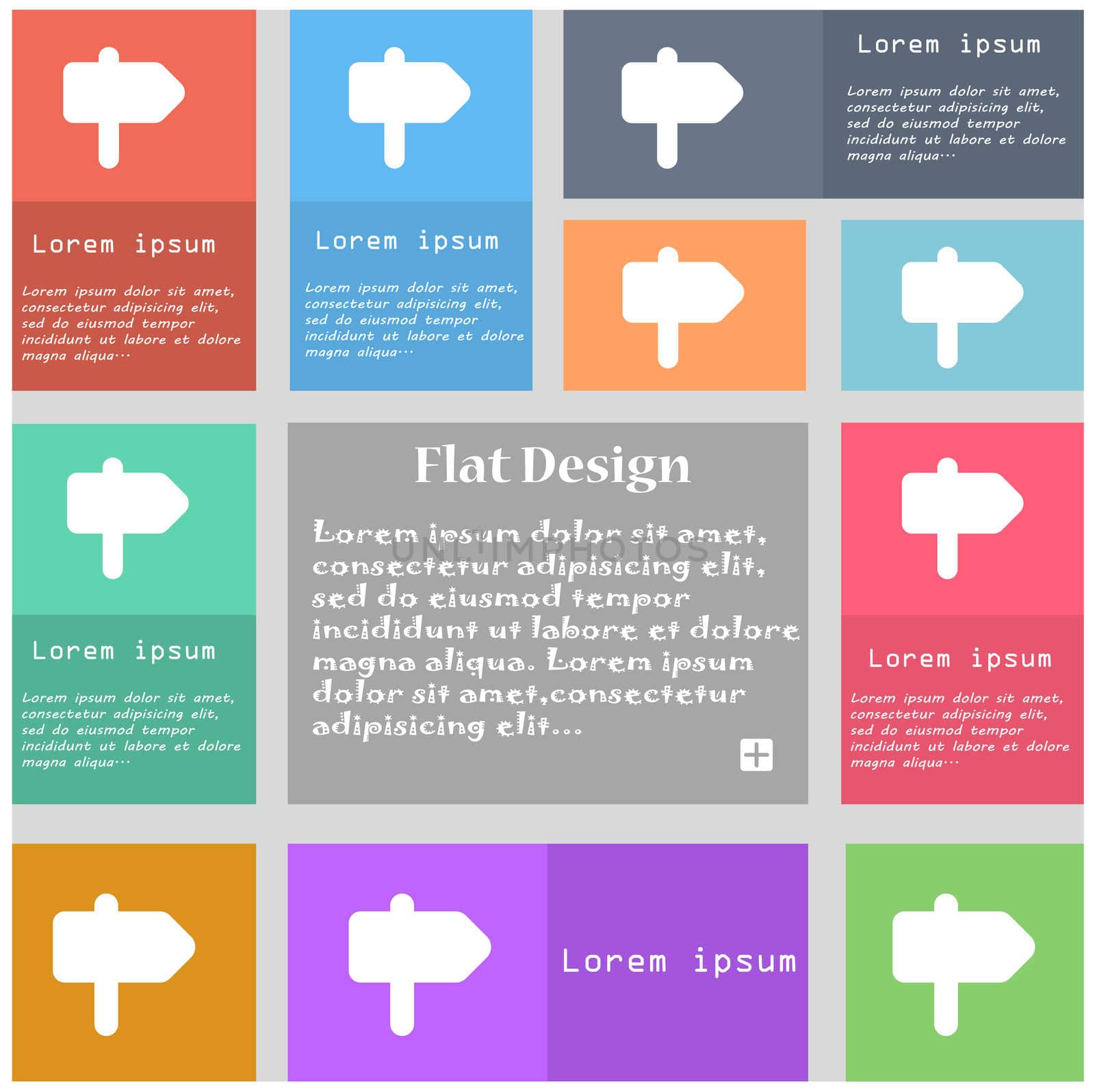 Information Road icon sign. Set of multicolored buttons with space for text. illustration