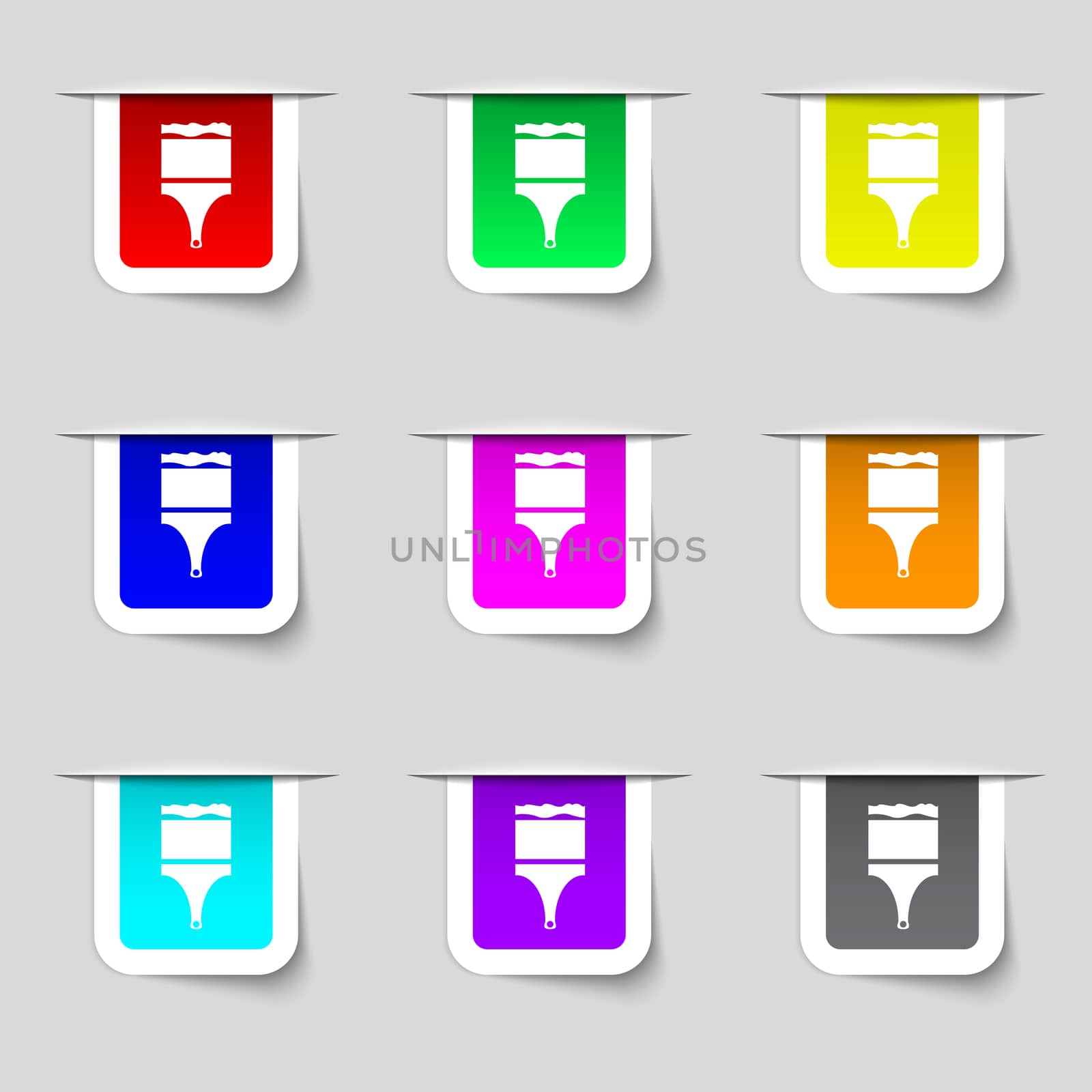 Paint brush sign icon. Artist symbol. Set of colored buttons.  by serhii_lohvyniuk