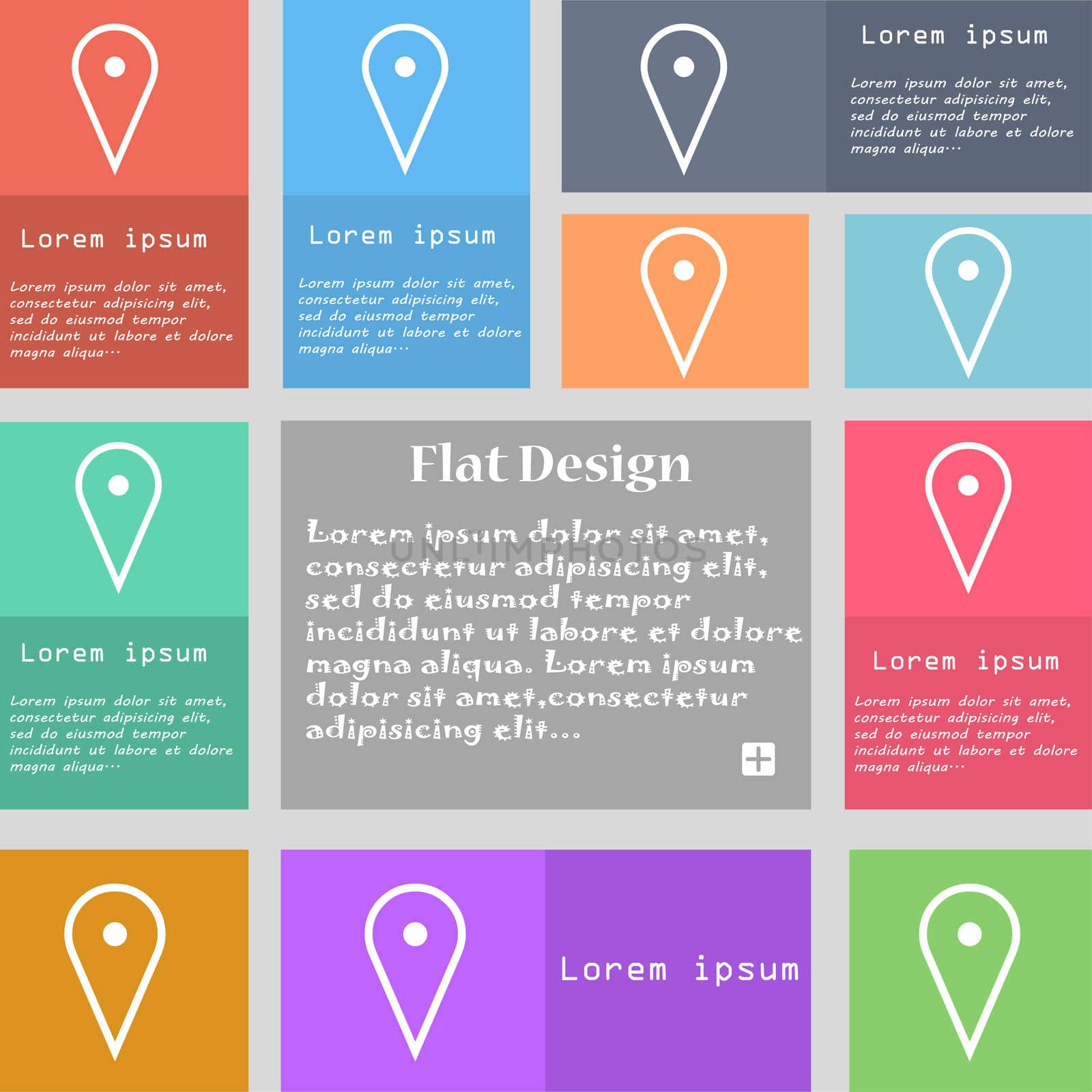 map poiner icon sign. Set of multicolored buttons with space for text.  by serhii_lohvyniuk