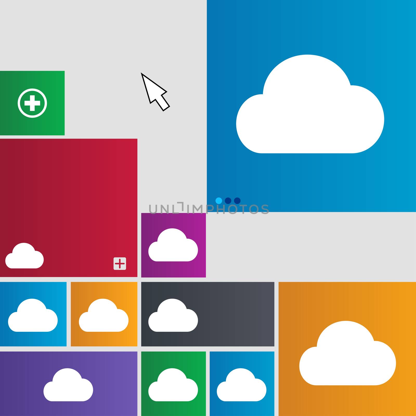 cloud icon sign. Metro style buttons. Modern interface website buttons with cursor pointer. illustration