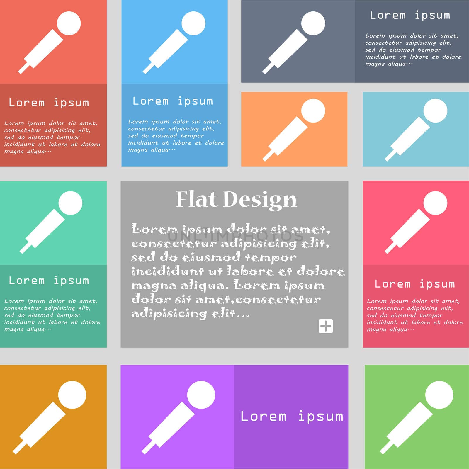 microphone icon sign. Set of multicolored buttons with space for text.  by serhii_lohvyniuk