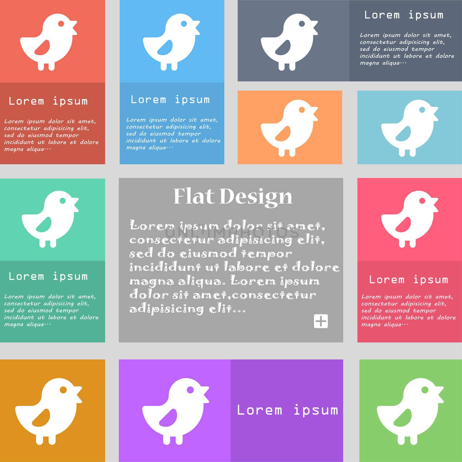 chicken, Bird icon sign. Set of multicolored buttons with space for text.  by serhii_lohvyniuk