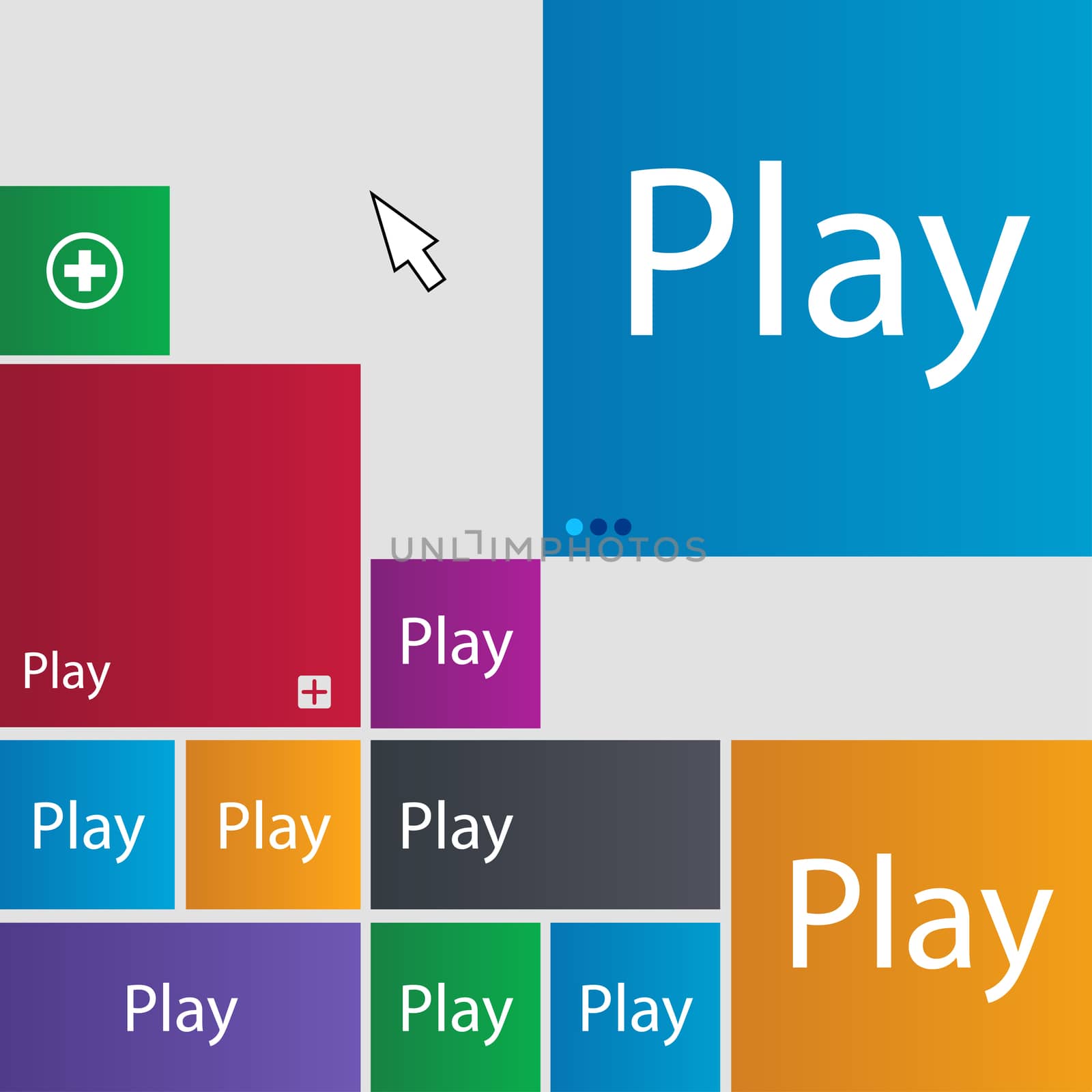 Play sign icon. symbol. Set of colored buttons. illustration