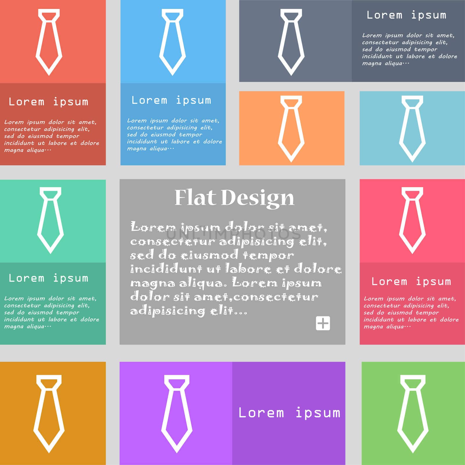 Tie icon sign. Set of multicolored buttons with space for text.  by serhii_lohvyniuk