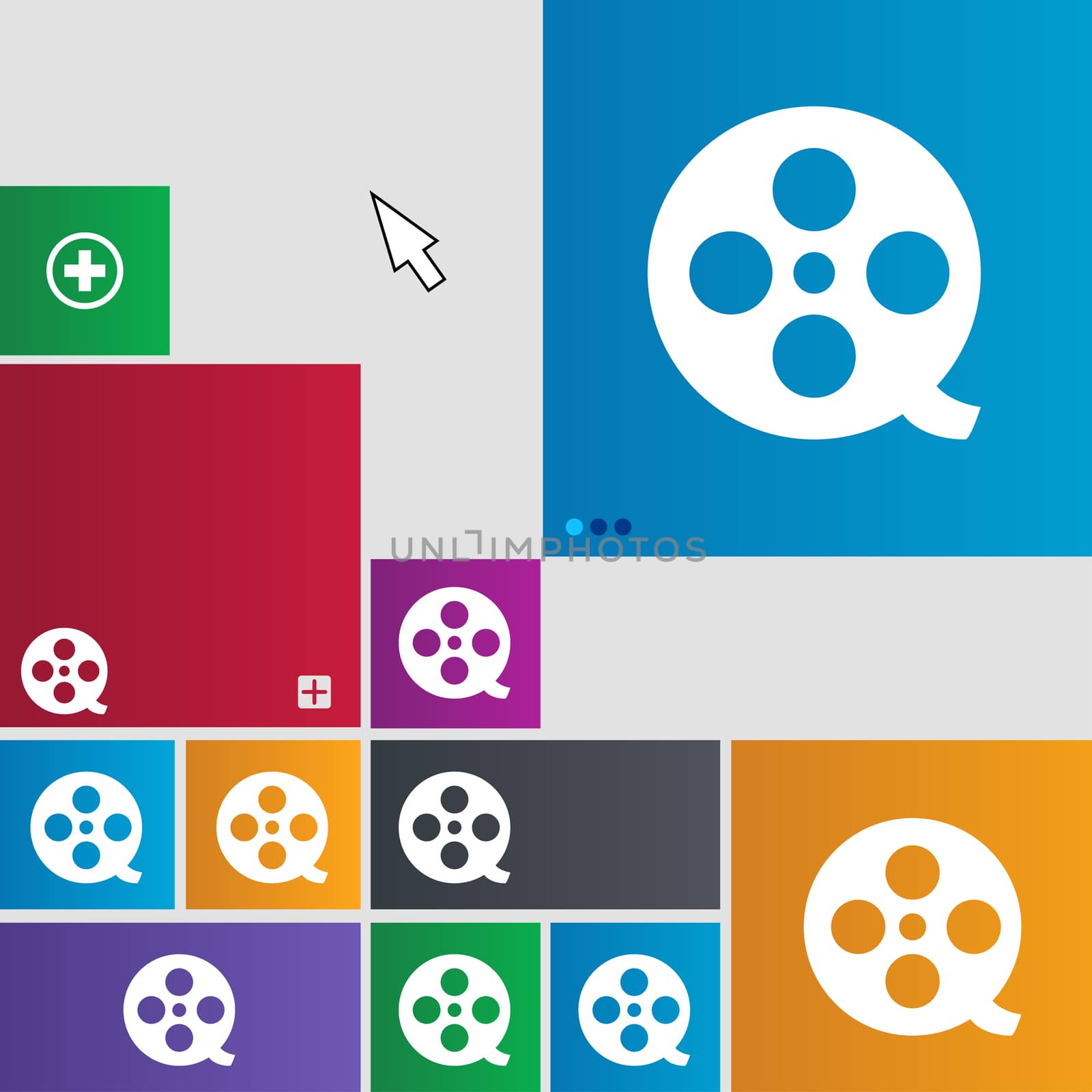 Film icon sign. Metro style buttons. Modern interface website buttons with cursor pointer. illustration