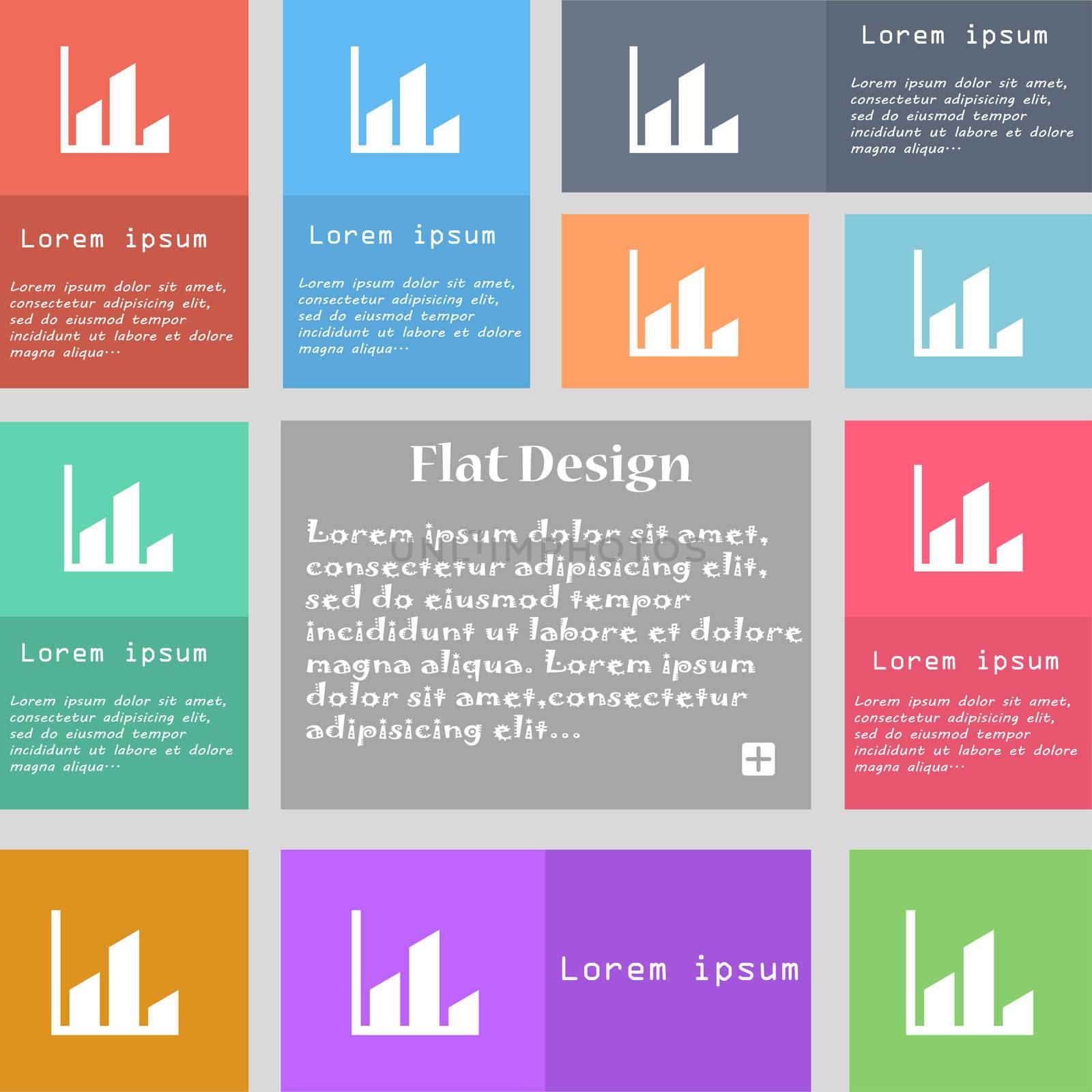 Chart icon sign. Set of multicolored buttons with space for text. illustration