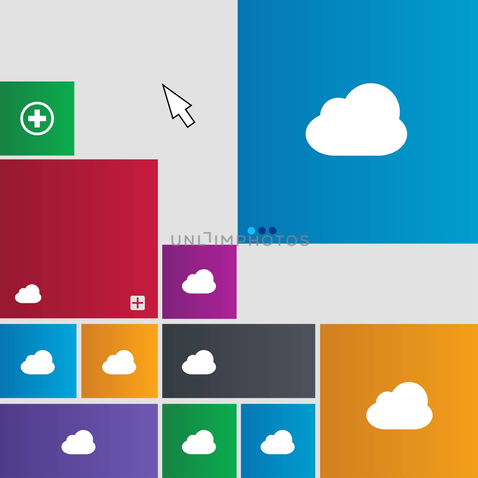 Cloud icon sign. Metro style buttons. Modern interface website buttons with cursor pointer. illustration