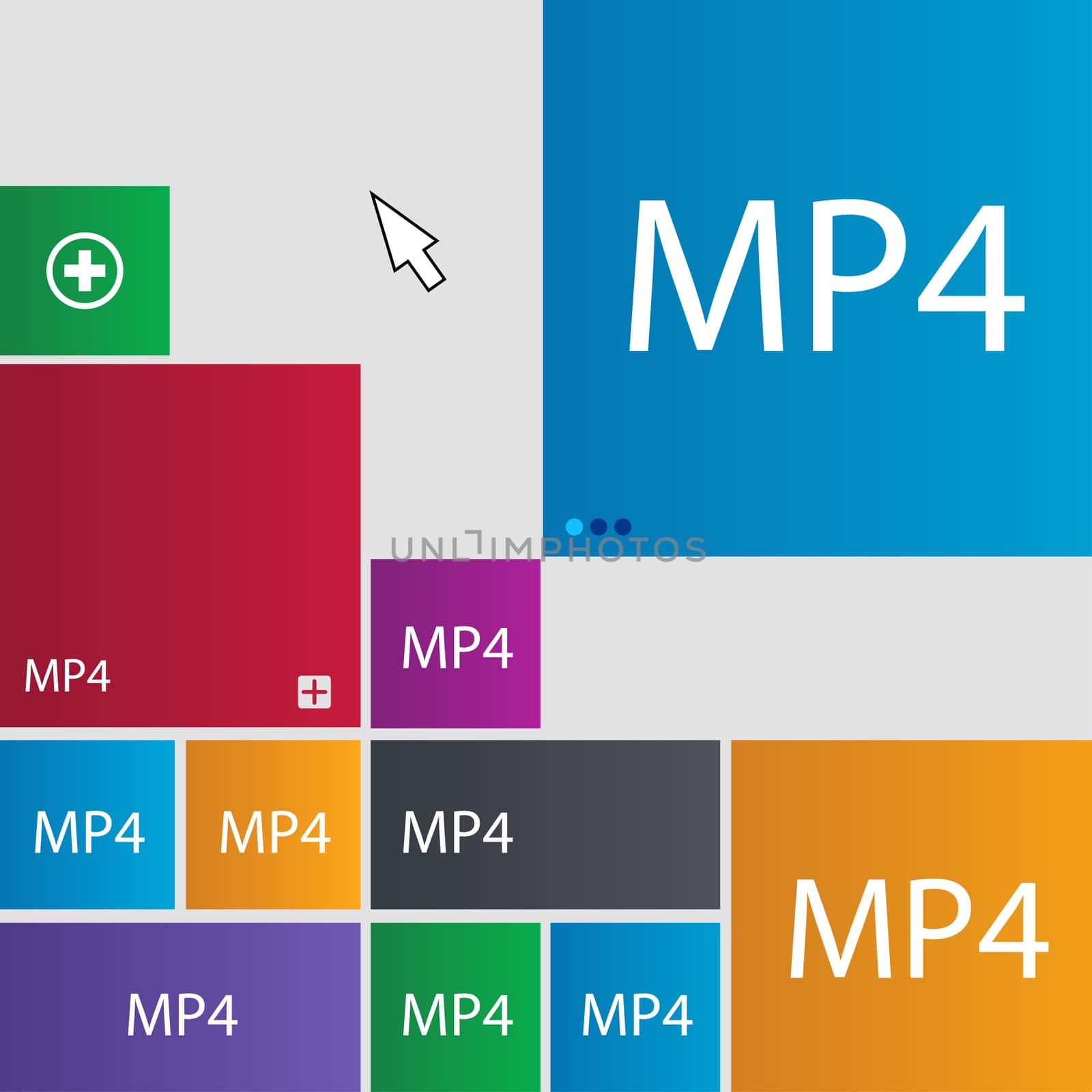 Mpeg4 video format sign icon. symbol. Set of colored buttons. illustration