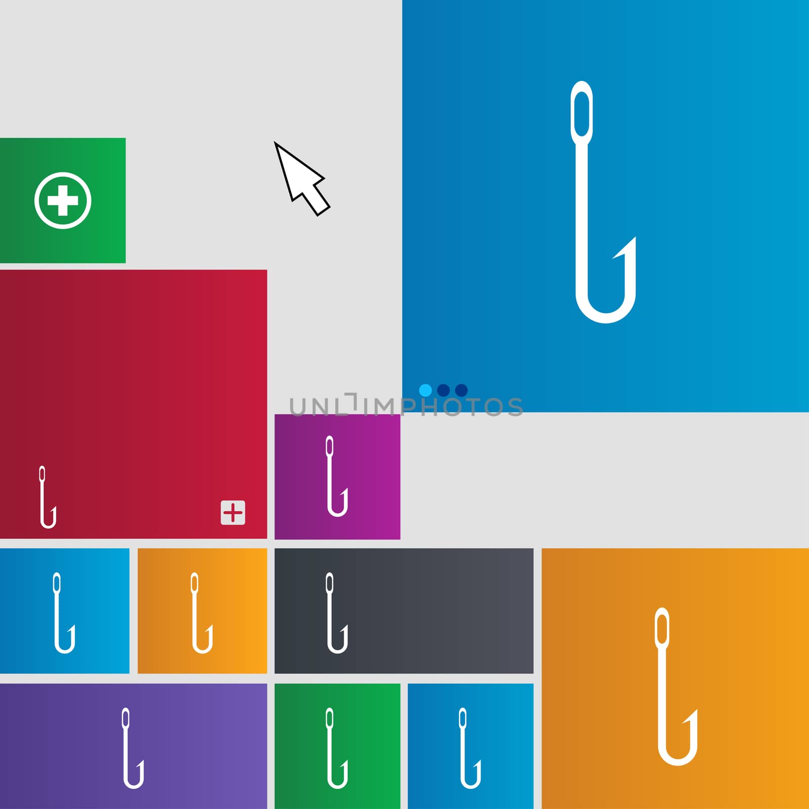 Fishing hook icon sign. Metro style buttons. Modern interface website buttons with cursor pointer. illustration