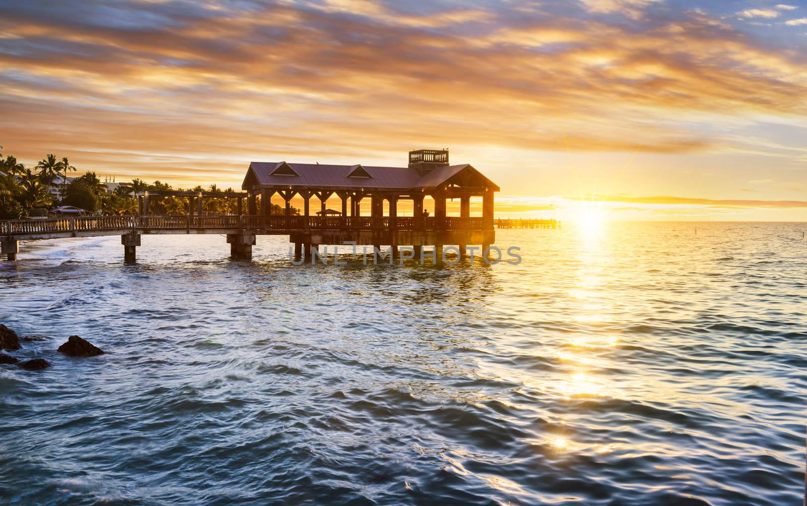 Pier at the beach in Key West, Florida USA 