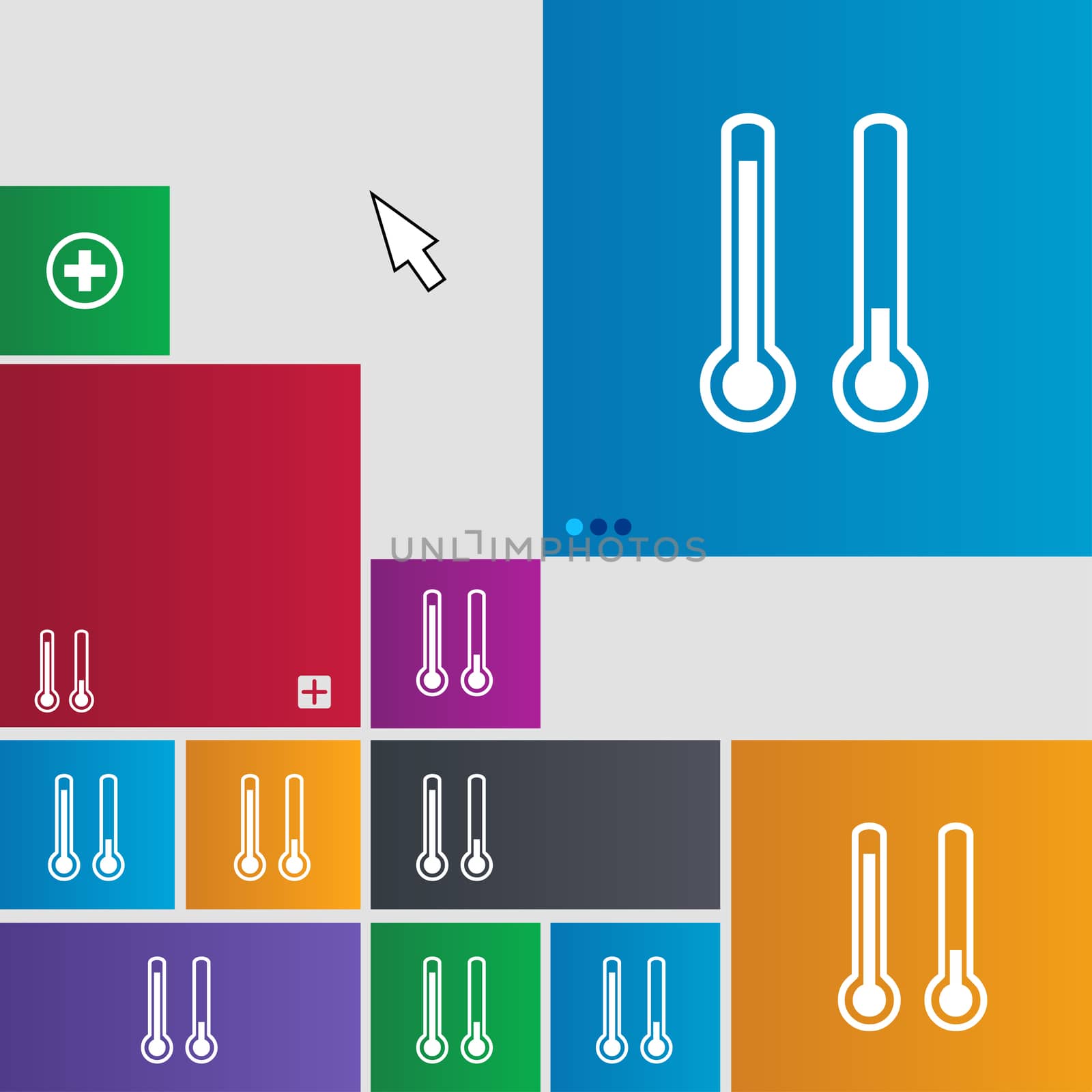thermometer temperature icon sign. buttons. Modern interface website buttons with cursor pointer. illustration