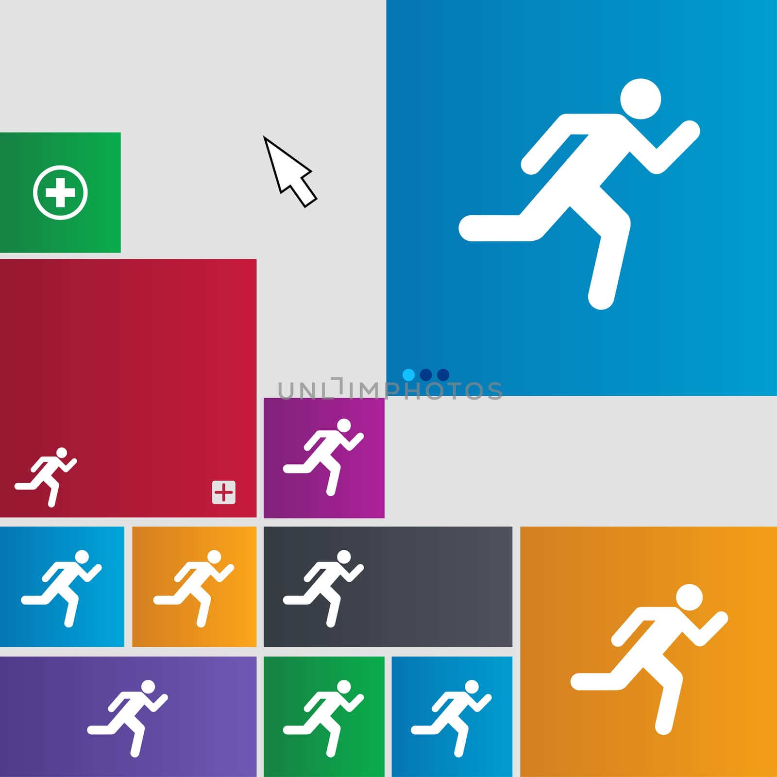 running man icon sign. buttons. Modern interface website buttons with cursor pointer.  by serhii_lohvyniuk