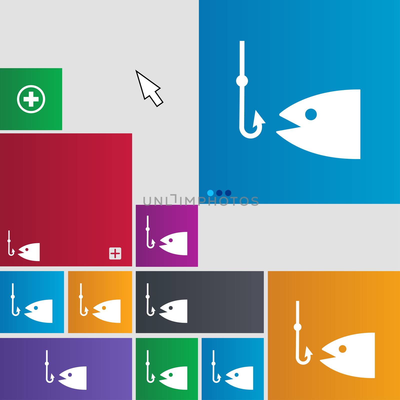 Fishing icon sign. buttons. Modern interface website buttons with cursor pointer. illustration