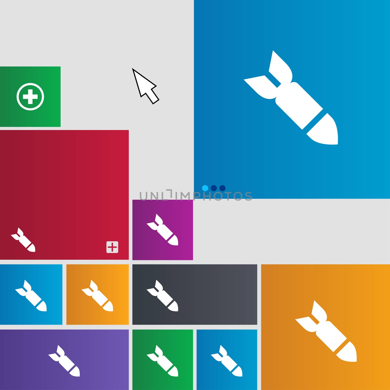 Missile,Rocket weapon icon sign. Metro style buttons. Modern interface website buttons with cursor pointer.  by serhii_lohvyniuk