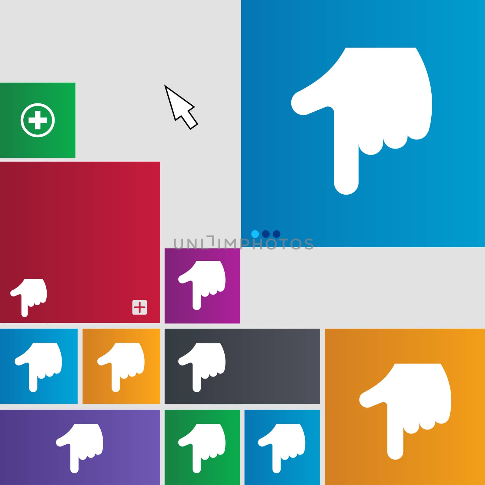 pointing hand icon sign. buttons. Modern interface website buttons with cursor pointer. illustration