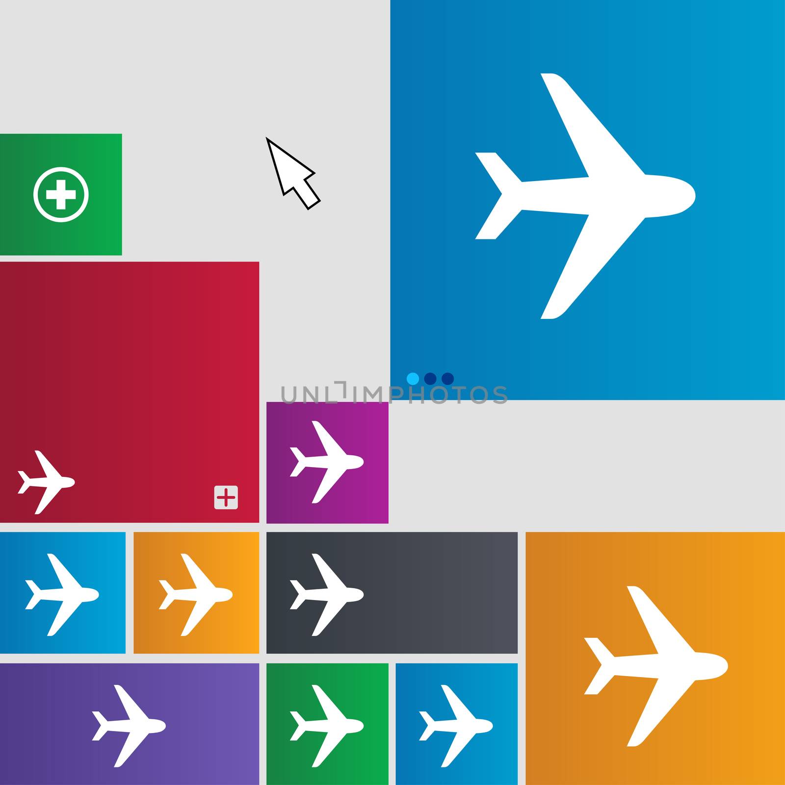 Plane icon sign. buttons. Modern interface website buttons with cursor pointer.  by serhii_lohvyniuk