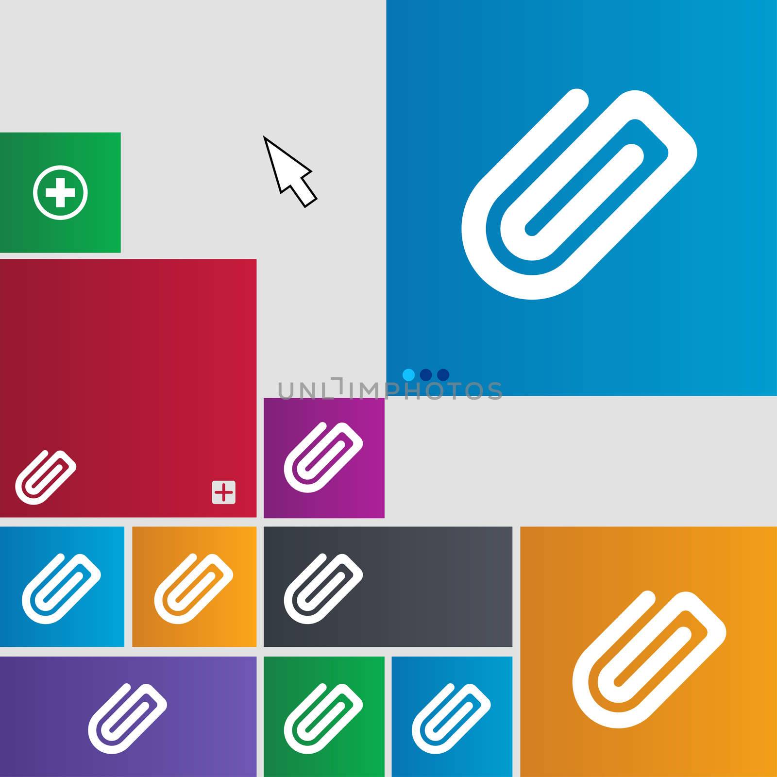 Paper Clip icon sign. buttons. Modern interface website buttons with cursor pointer. illustration