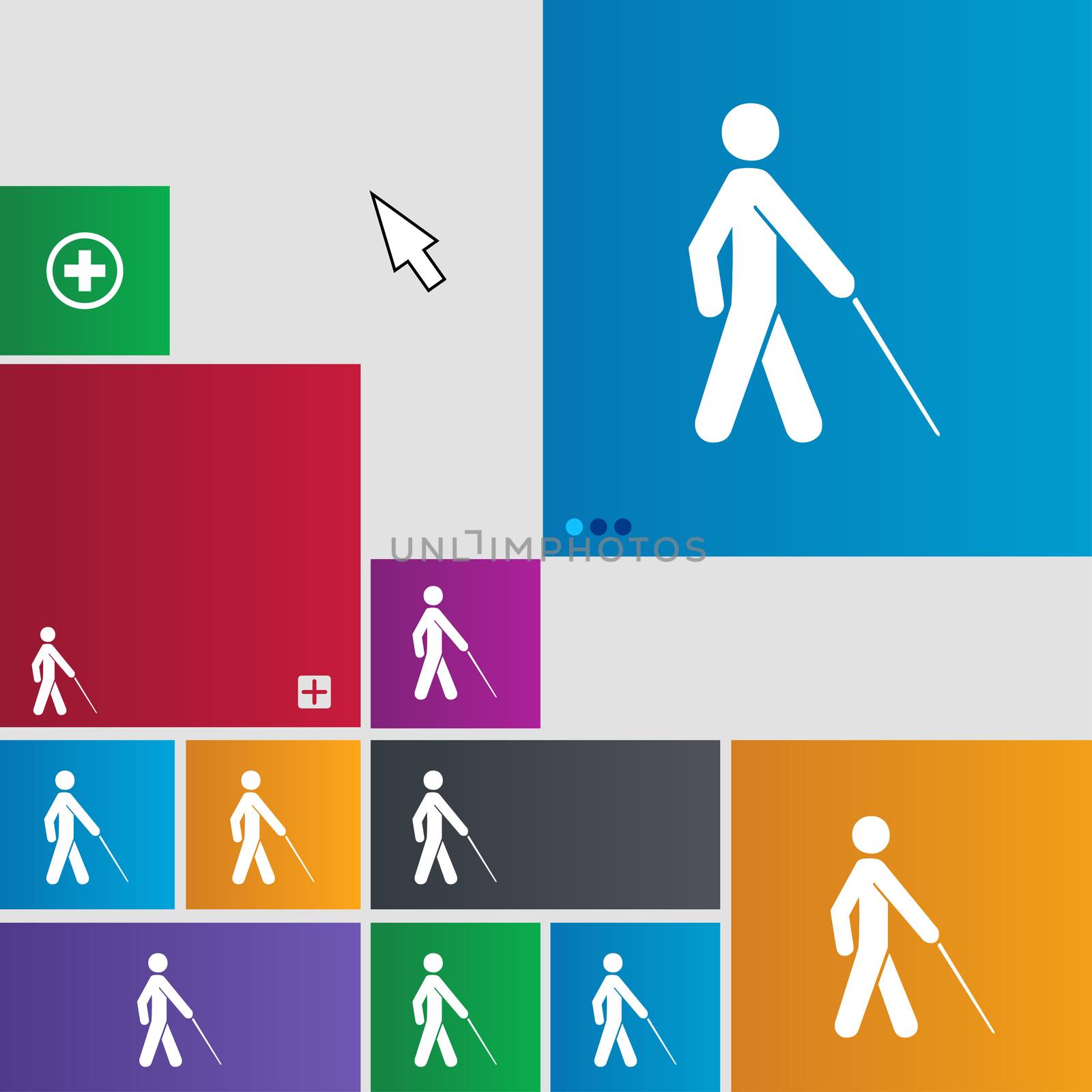 blind icon sign. buttons. Modern interface website buttons with cursor pointer. illustration