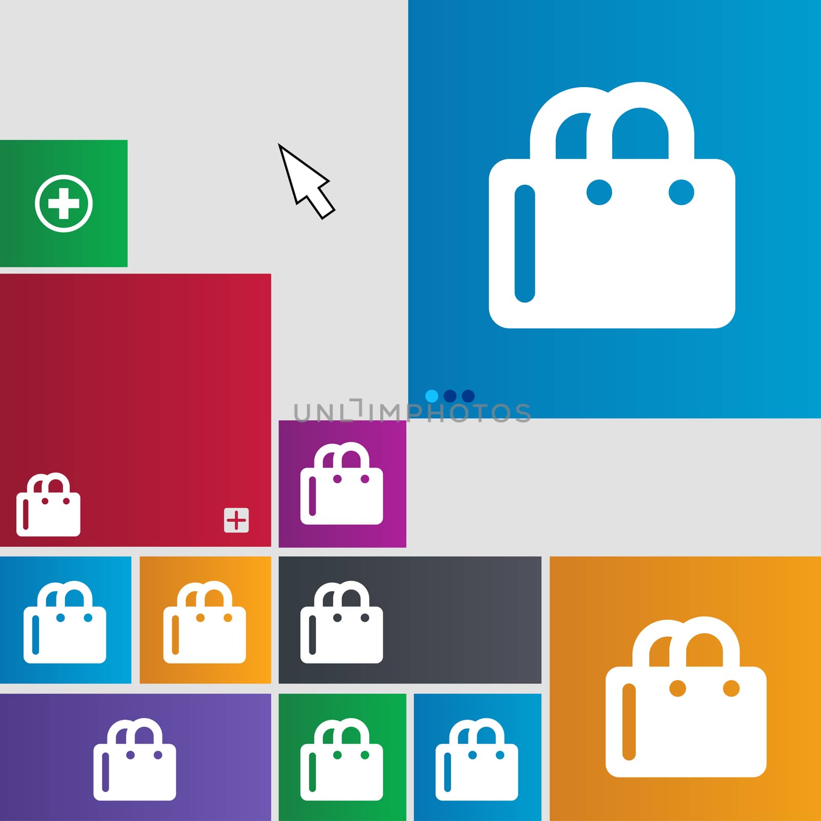 shopping bag icon sign. buttons. Modern interface website buttons with cursor pointer. illustration