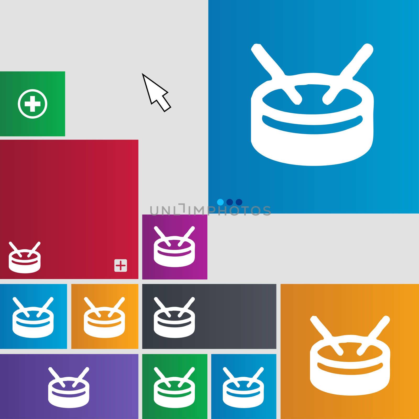 drum icon sign. buttons. Modern interface website buttons with cursor pointer. illustration