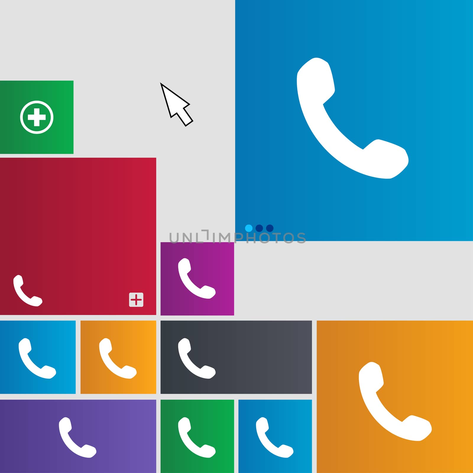 Phone, Support, Call center icon sign. Metro style buttons. Modern interface website buttons with cursor pointer. illustration