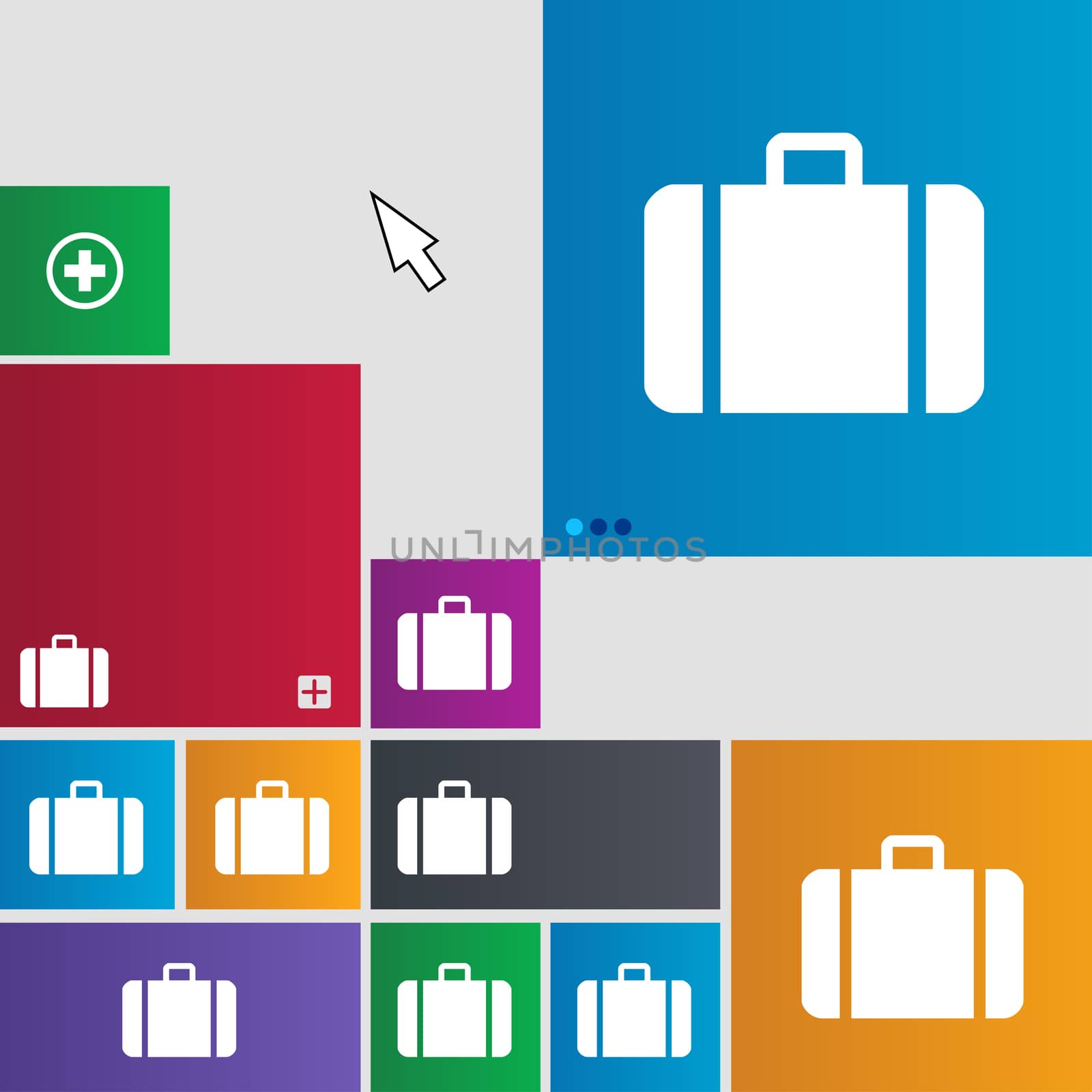 suitcase icon sign. buttons. Modern interface website buttons with cursor pointer. illustration