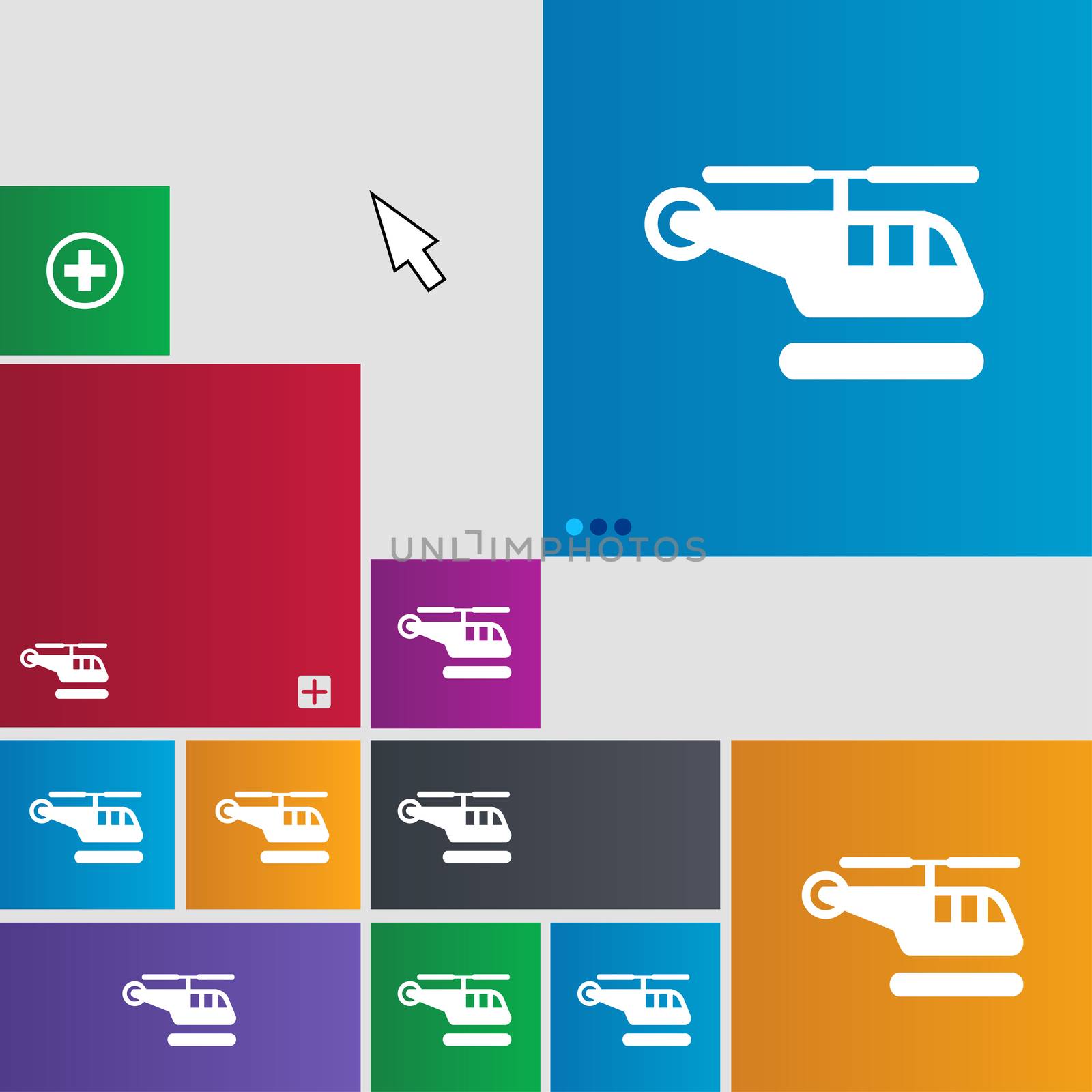helicopter icon sign. buttons. Modern interface website buttons with cursor pointer. illustration