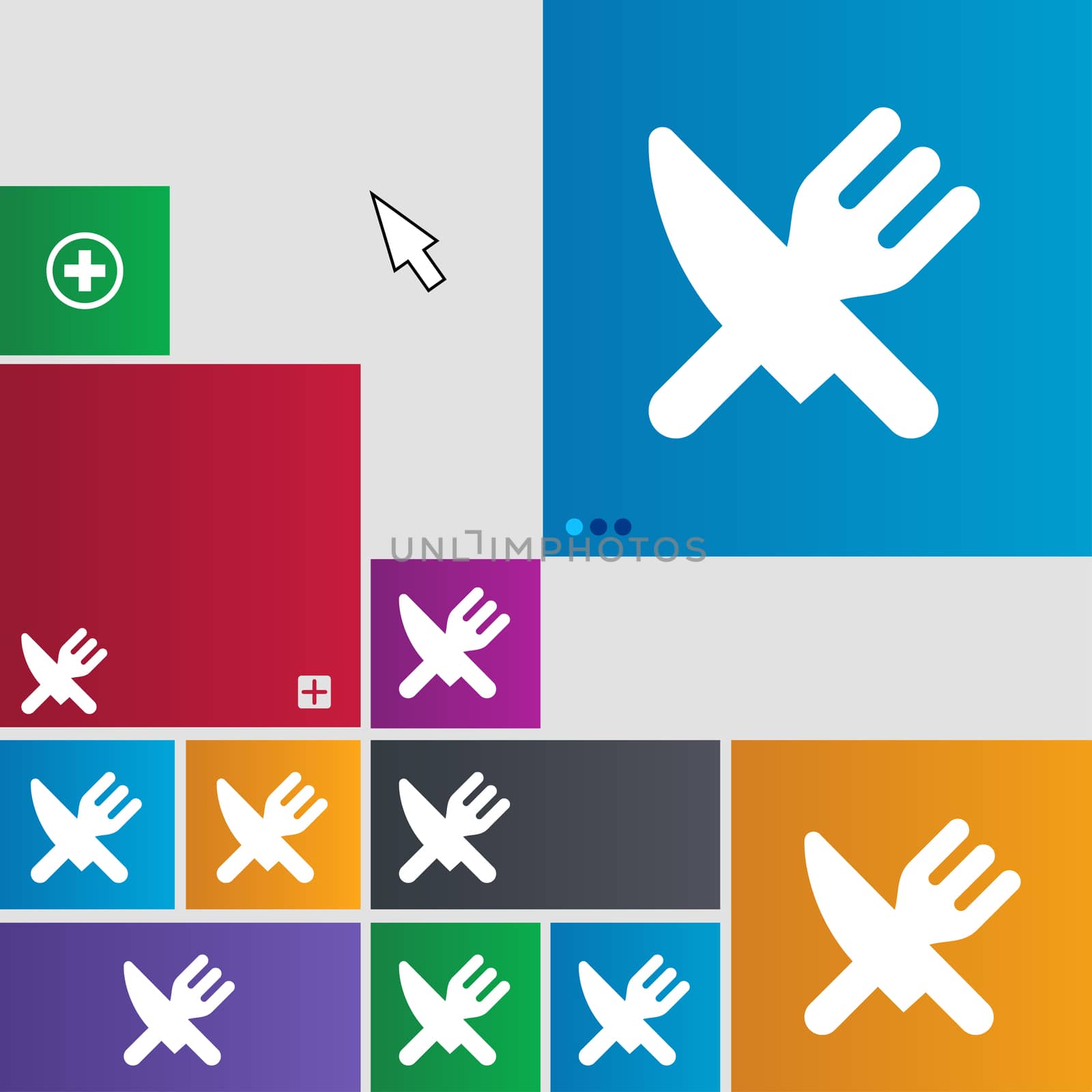 Eat, Cutlery icon sign. buttons. Modern interface website buttons with cursor pointer. illustration