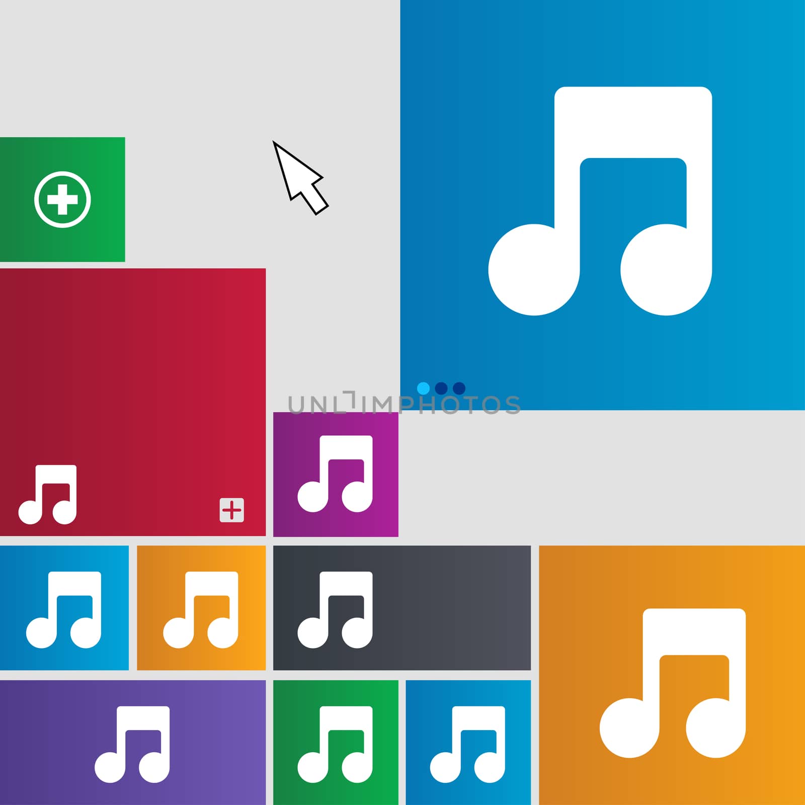 Music note icon sign. buttons. Modern interface website buttons with cursor pointer. illustration