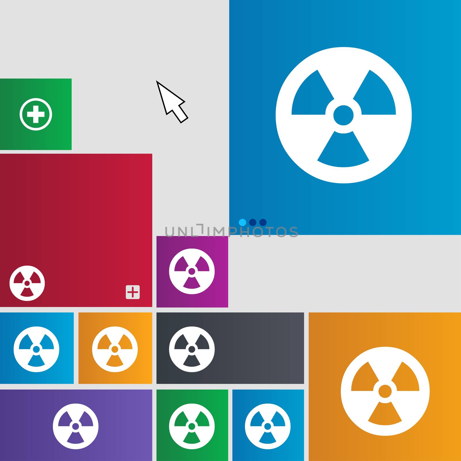 radiation icon sign. buttons. Modern interface website buttons with cursor pointer. illustration