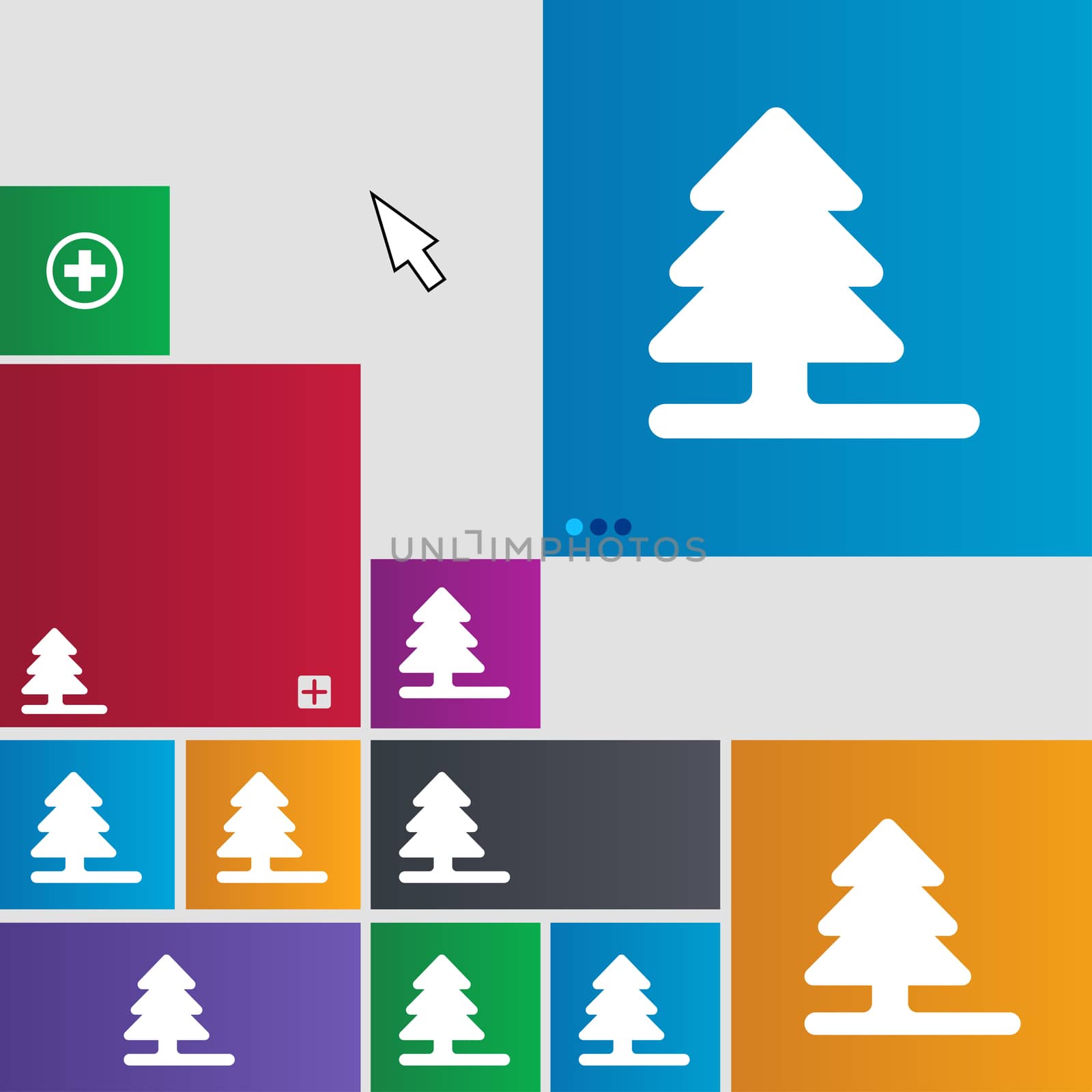 Christmas tree icon sign. buttons. Modern interface website buttons with cursor pointer. illustration